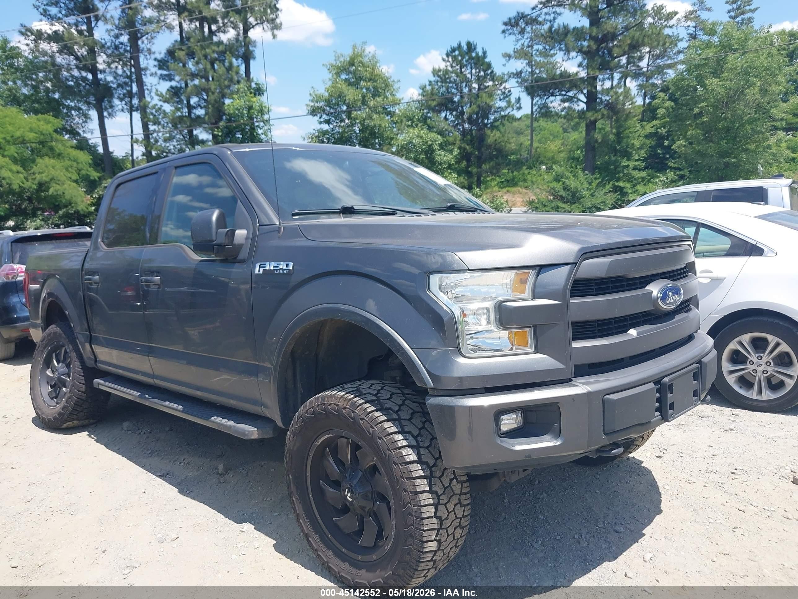 2015 Ford F-150 Lariat Gray vin: 1FTEW1EF5FFB55723