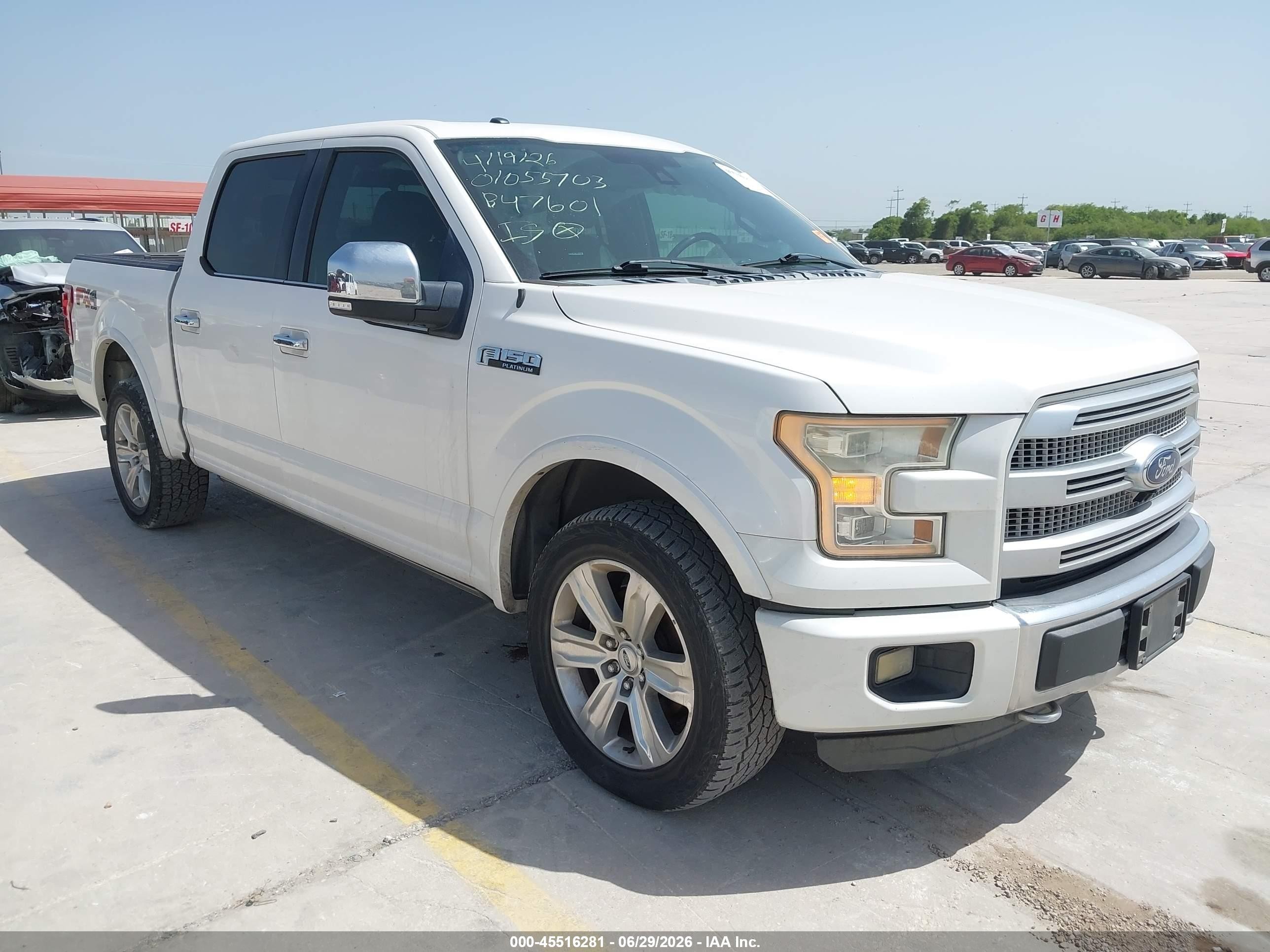 2015 Ford F-150 Platinum White vin: 1FTEW1EF6FFB47601