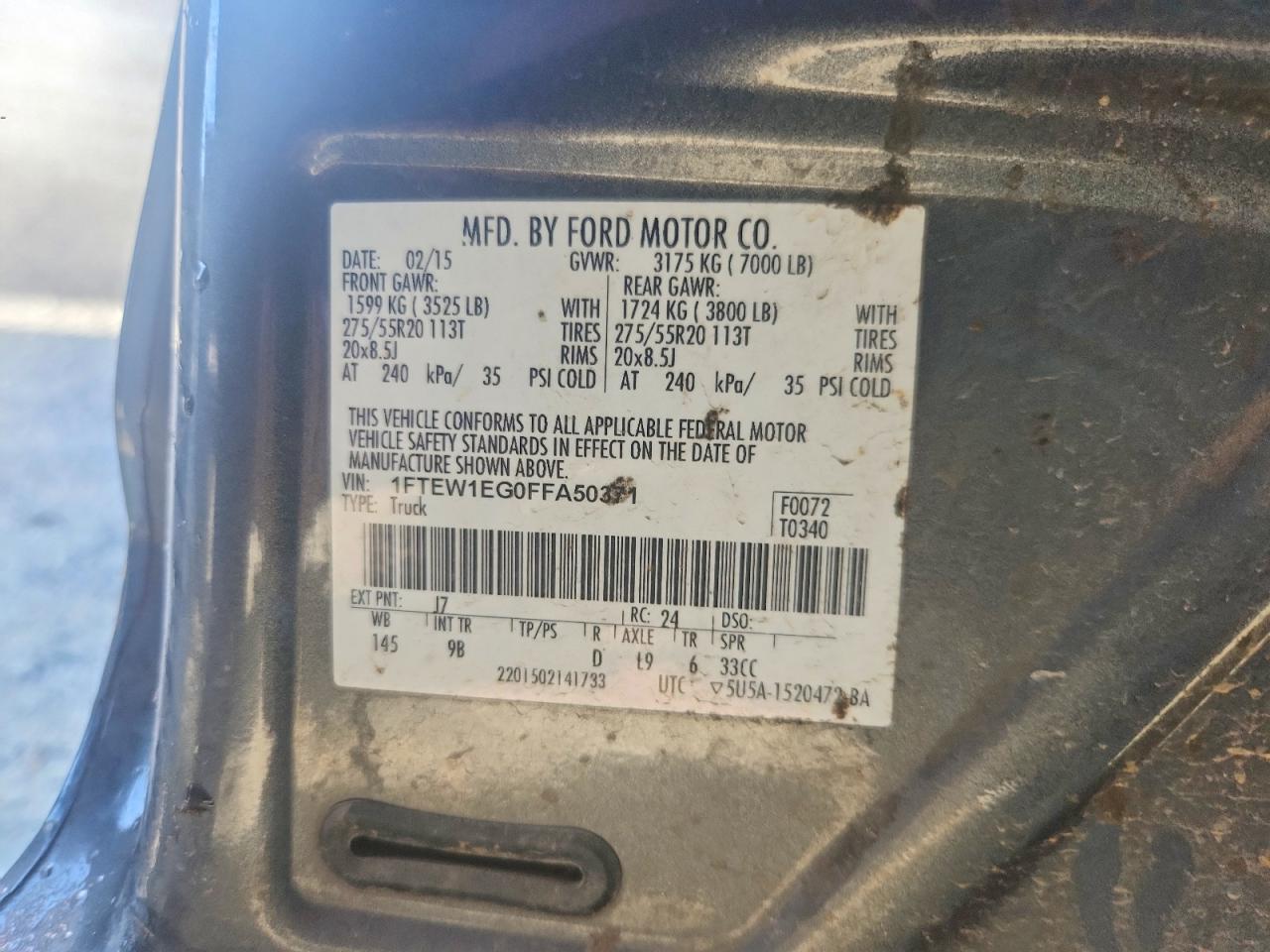 2015 Ford F150 Supercrew Black vin: 1FTEW1EG0FFA50371