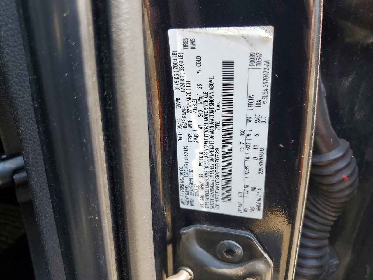 2015 Ford F150 Supercrew Black vin: 1FTEW1EG0FFB76729