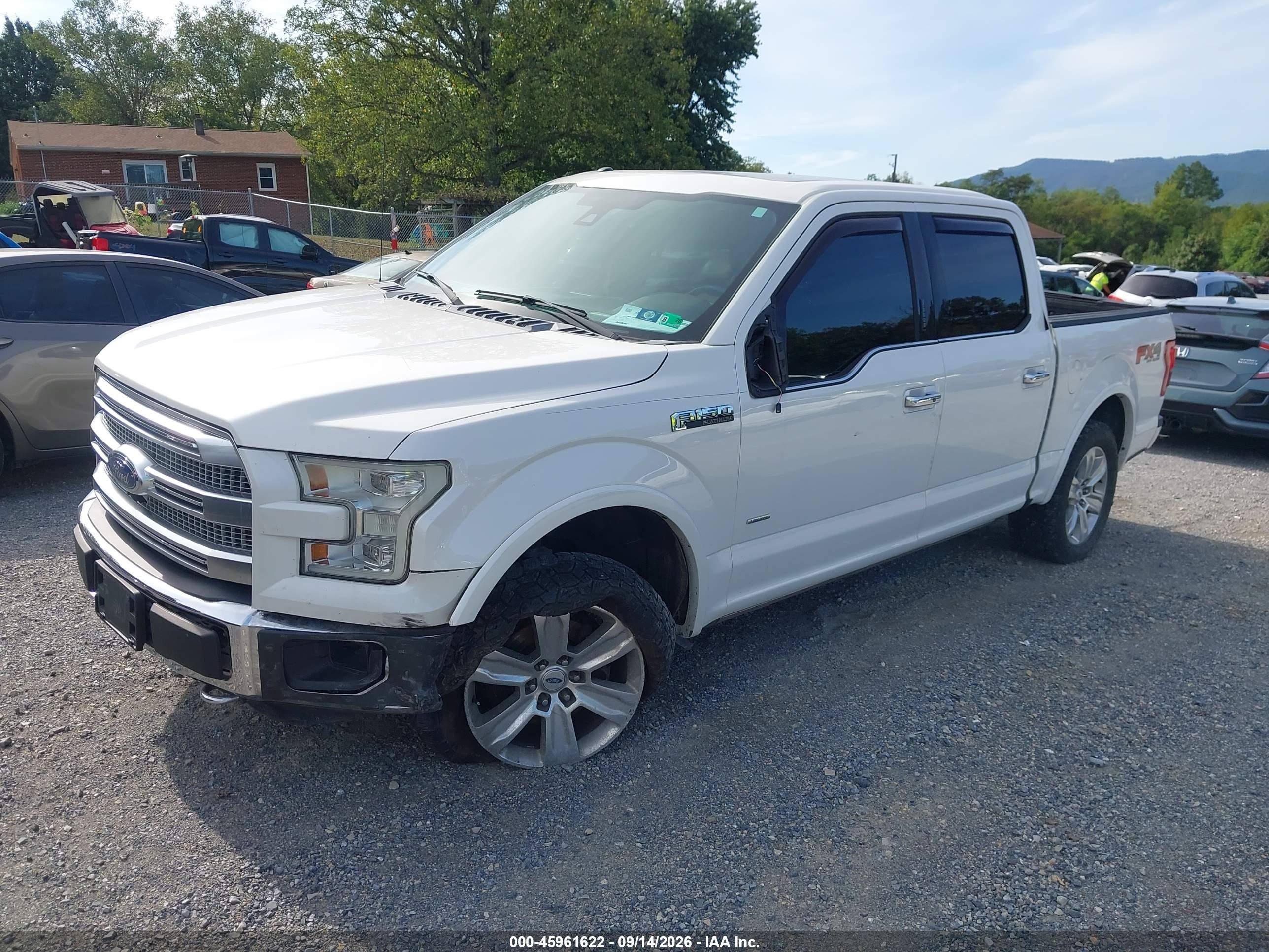 2015 Ford F-150 Platinum White vin: 1FTEW1EG0FFB87410