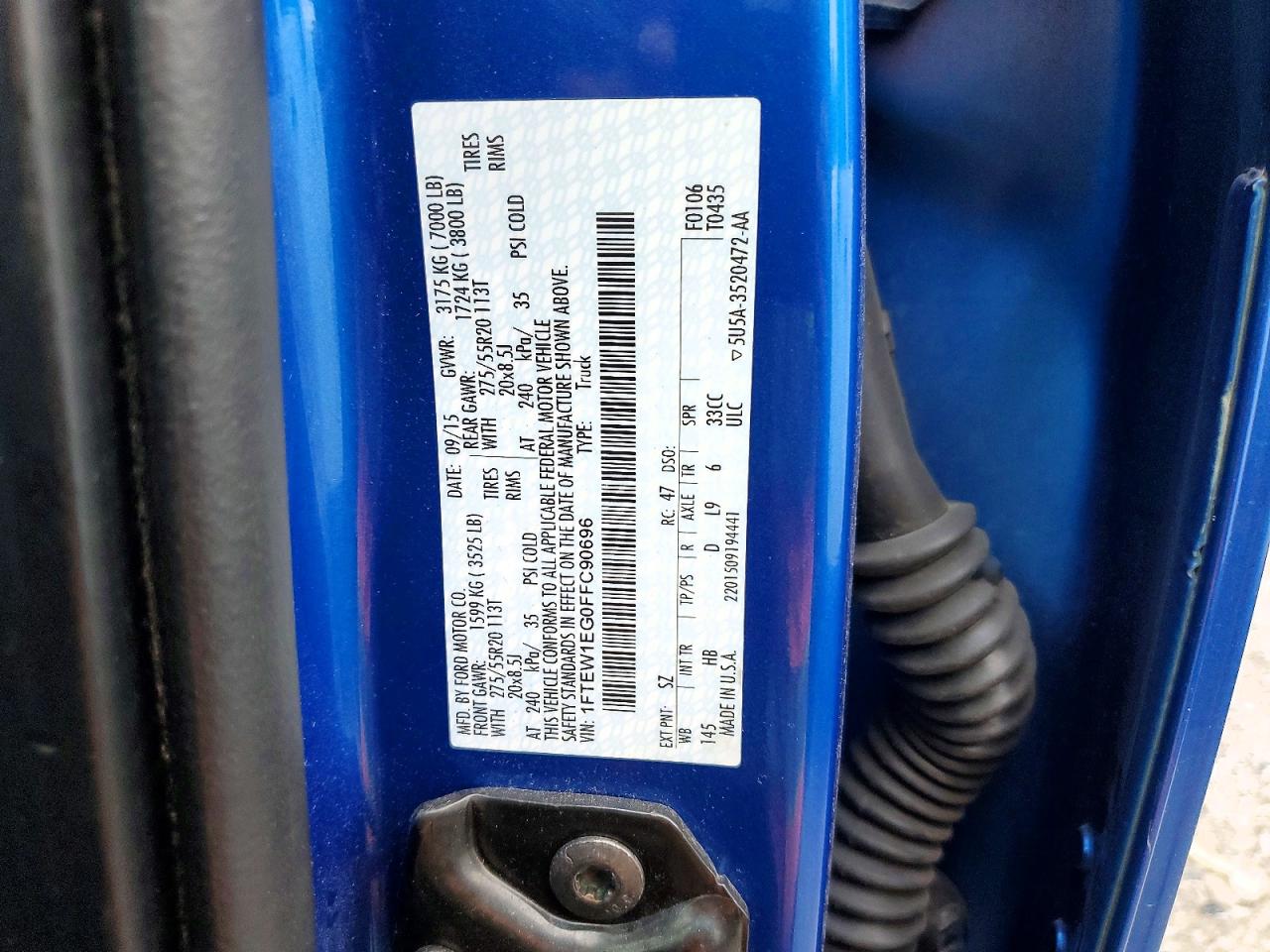 2015 Ford F150 Supercrew Синий vin: 1FTEW1EG0FFC90696