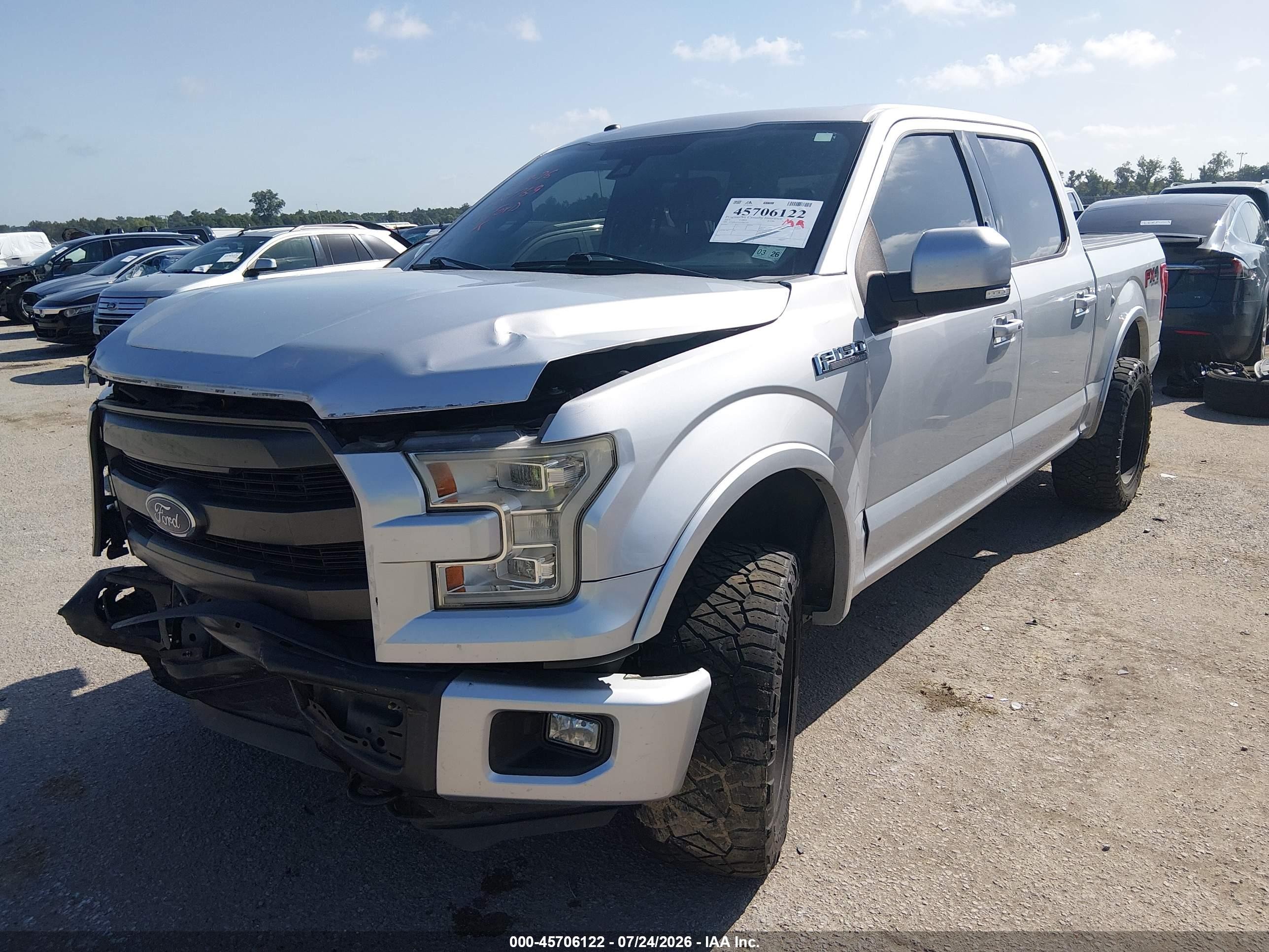 2015 Ford F-150 Lariat Silver vin: 1FTEW1EG1FFB87769