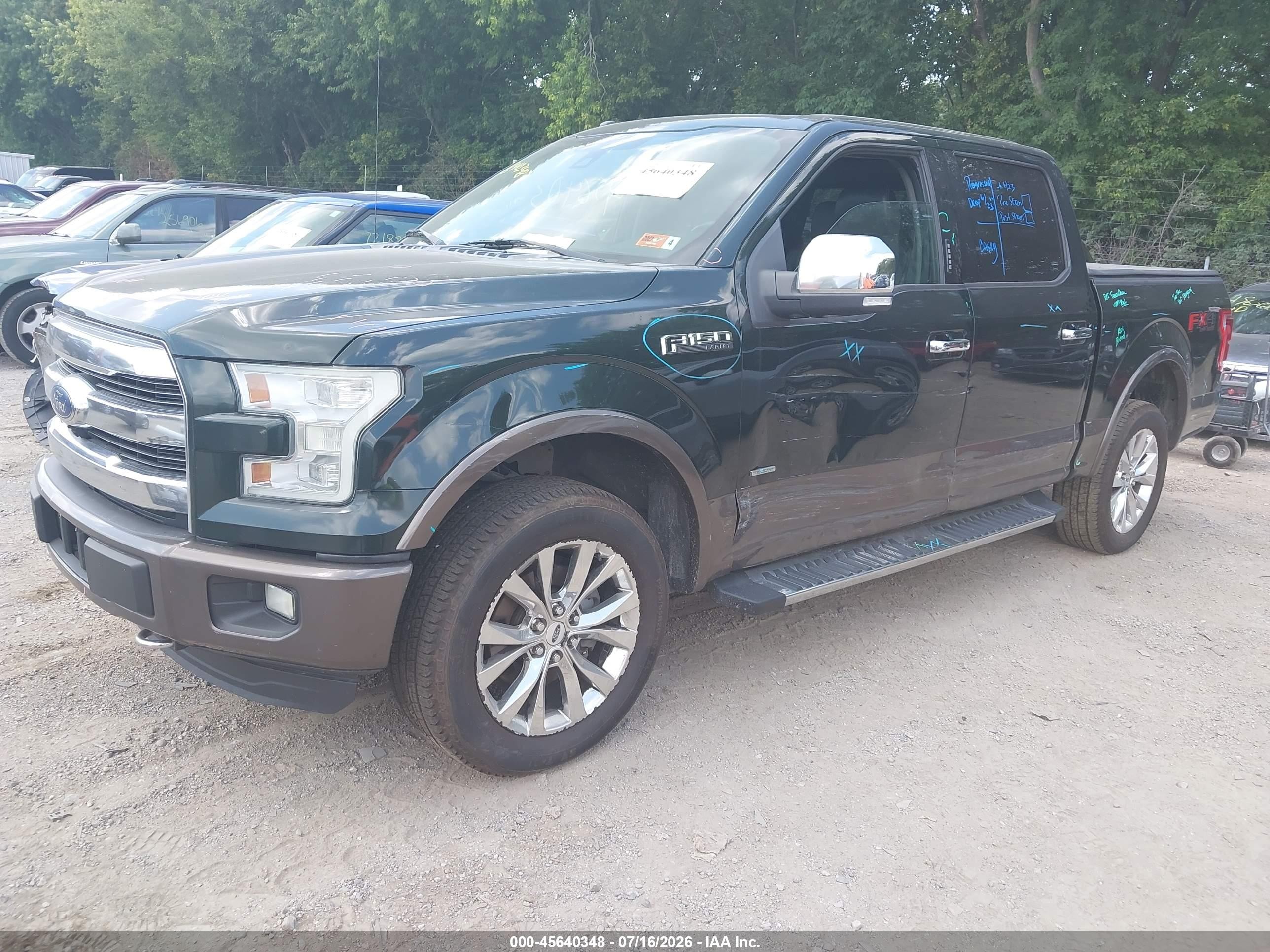 2015 Ford F-150 Lariat Green vin: 1FTEW1EG1FFB89392