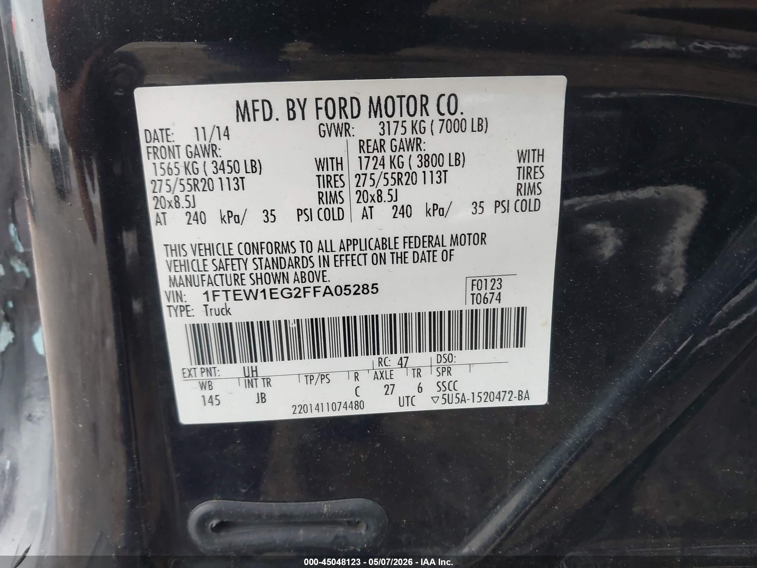 2015 Ford F-150 Xlt Gray vin: 1FTEW1EG2FFA05285