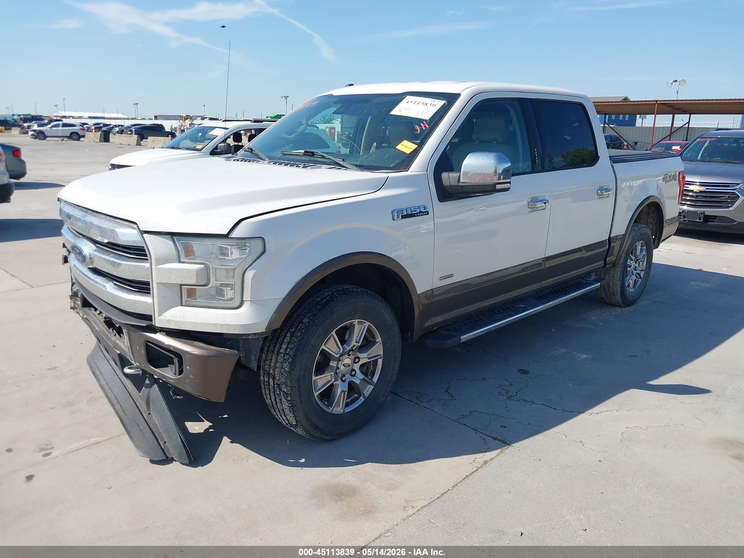 2015 Ford F-150 Lariat White vin: 1FTEW1EG2FFA10292