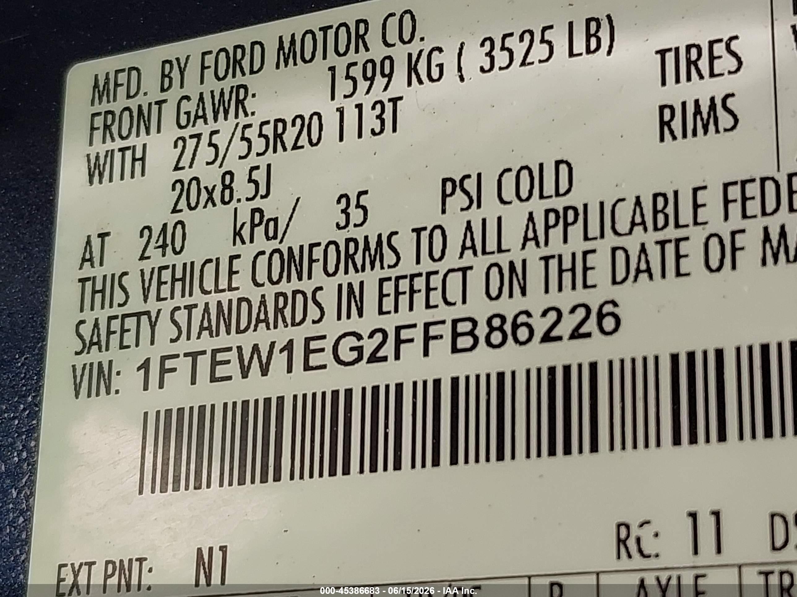 2015 Ford F-150 Platinum Dark Blue vin: 1FTEW1EG2FFB86226