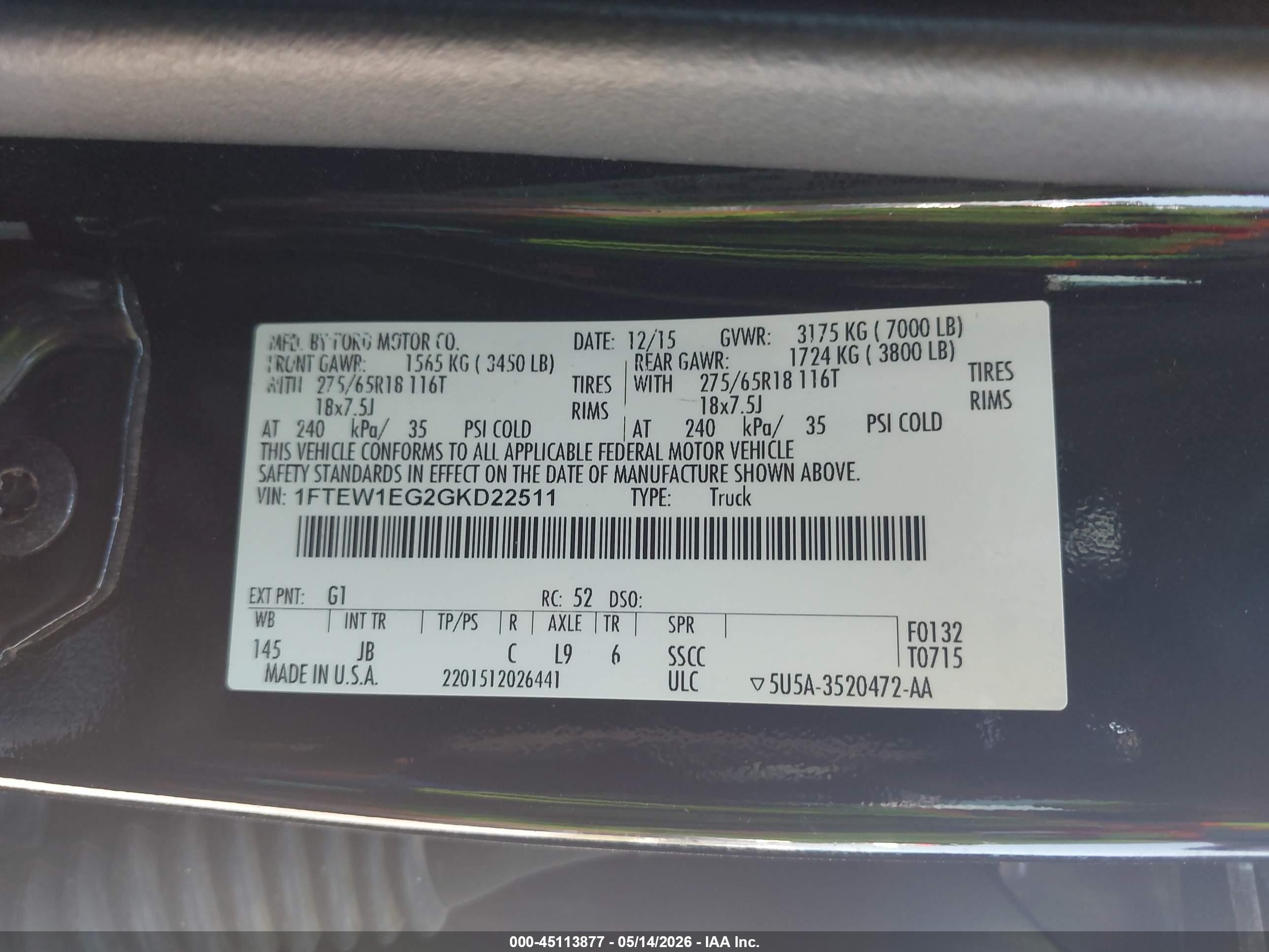 2016 Ford F-150 Xlt Black vin: 1FTEW1EG2GKD22511