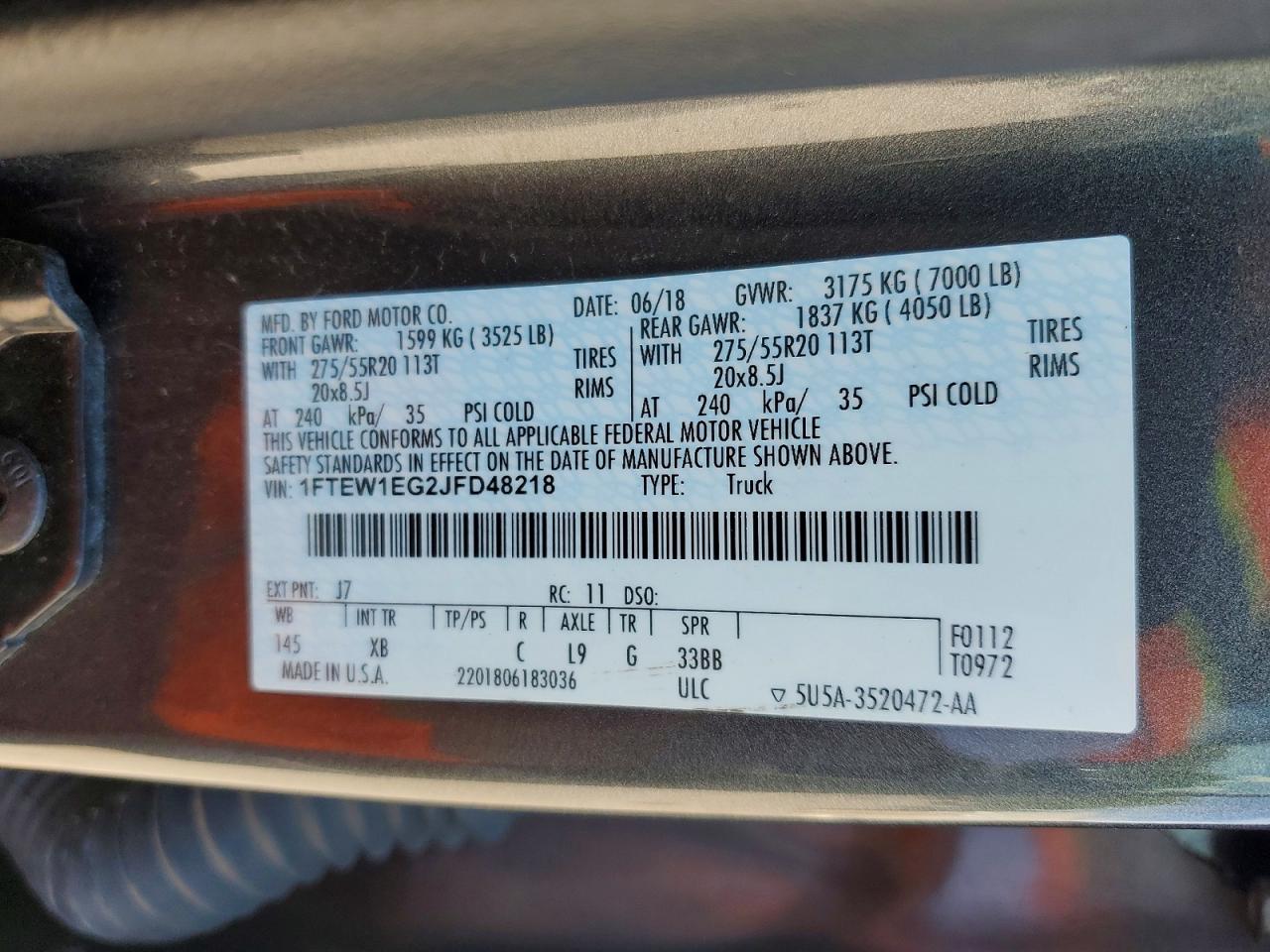 2018 Ford F150 Supercrew Charcoal vin: 1FTEW1EG2JFD48218