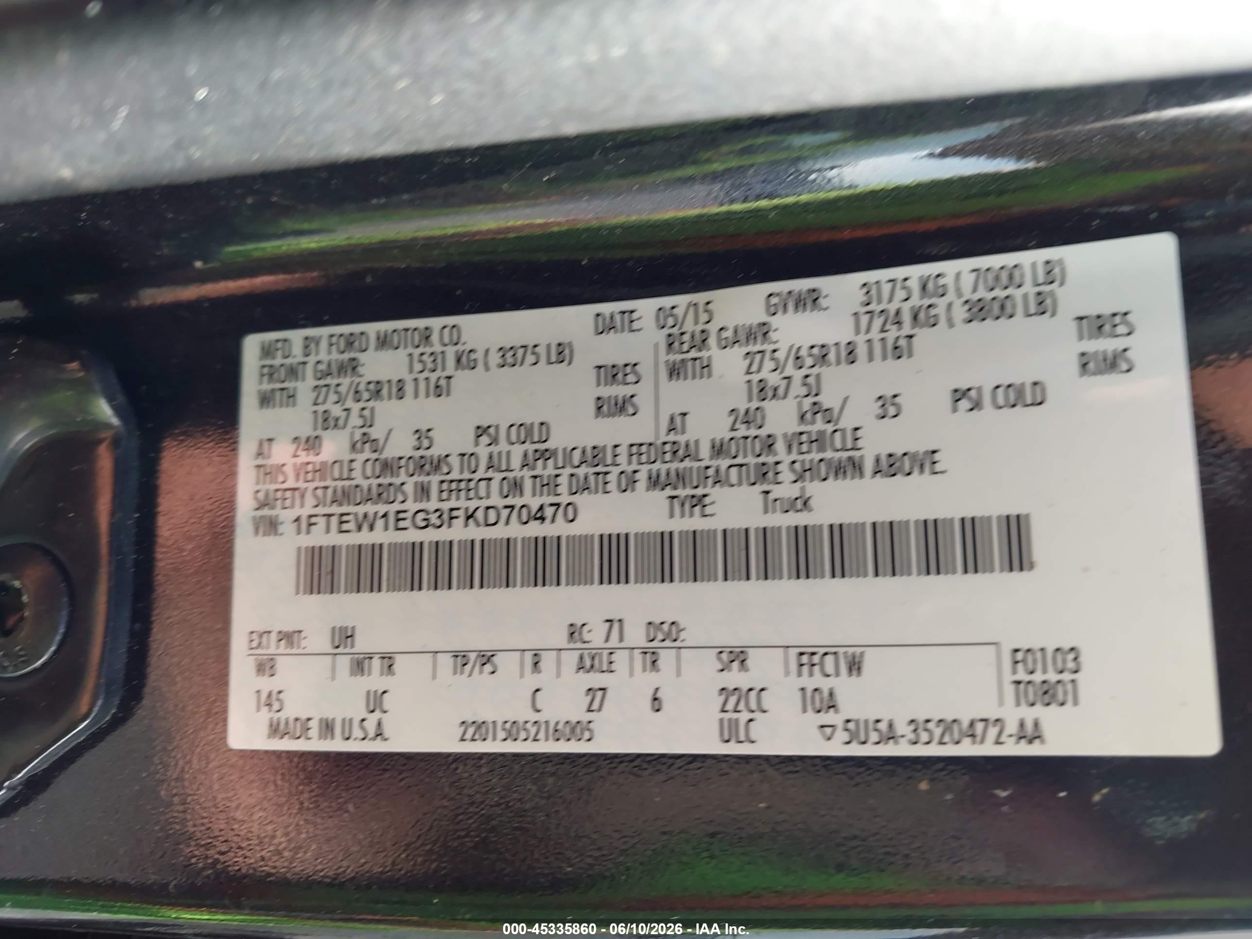 2015 Ford F-150 Xlt Black vin: 1FTEW1EG3FKD70470
