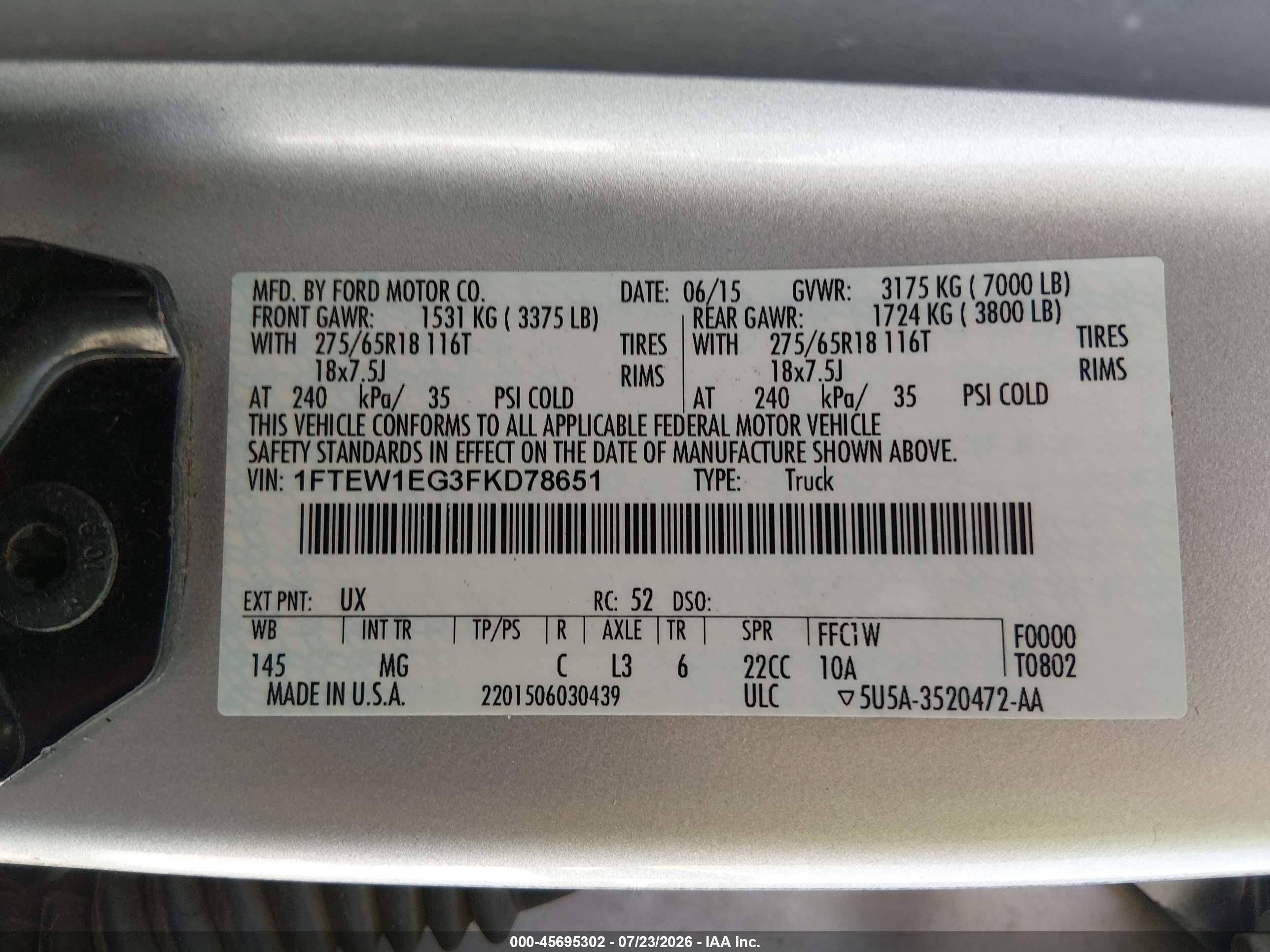 2015 Ford F-150 Xlt Silver vin: 1FTEW1EG3FKD78651