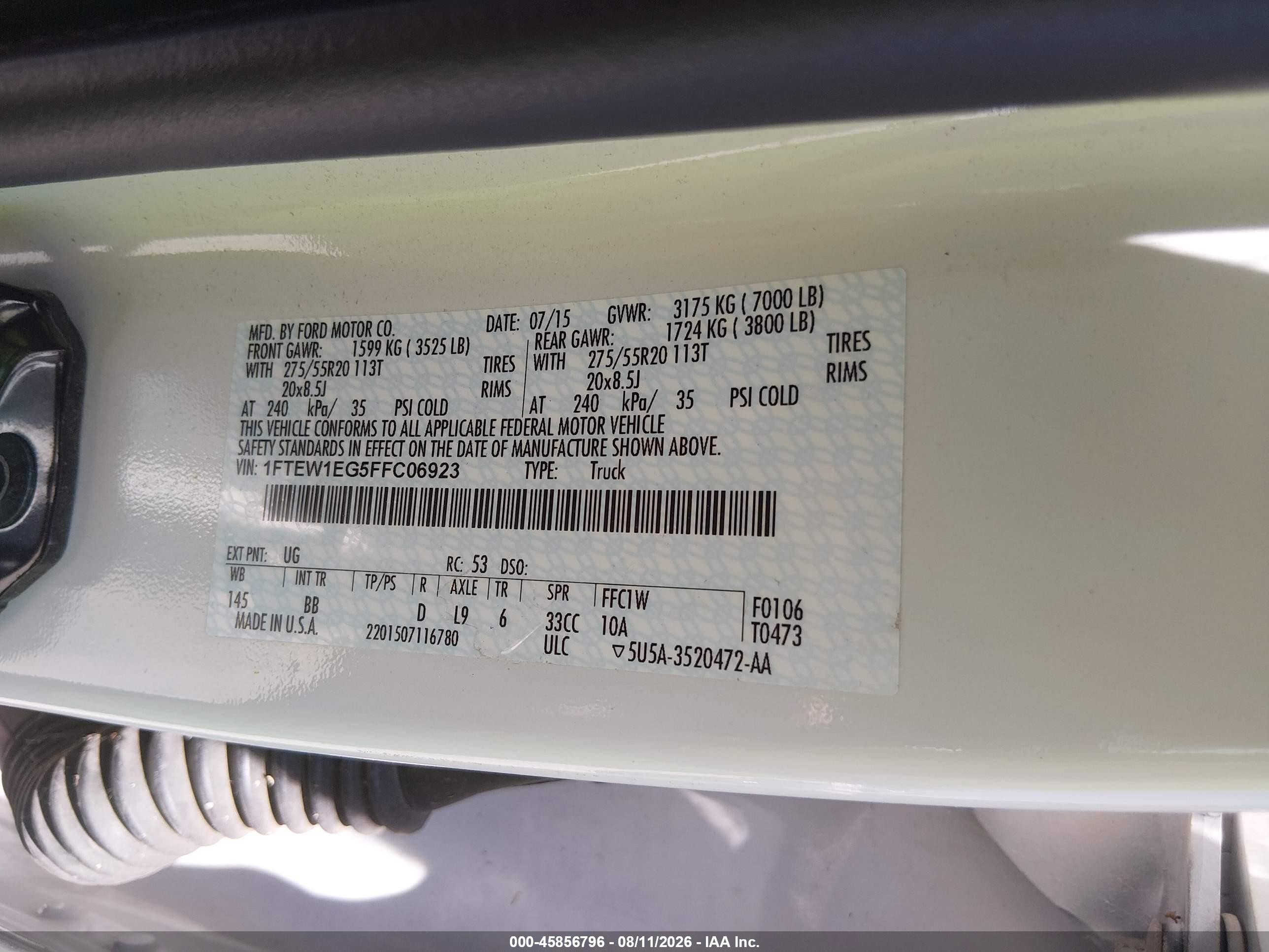 2015 Ford F-150 Platinum White vin: 1FTEW1EG5FFC06923