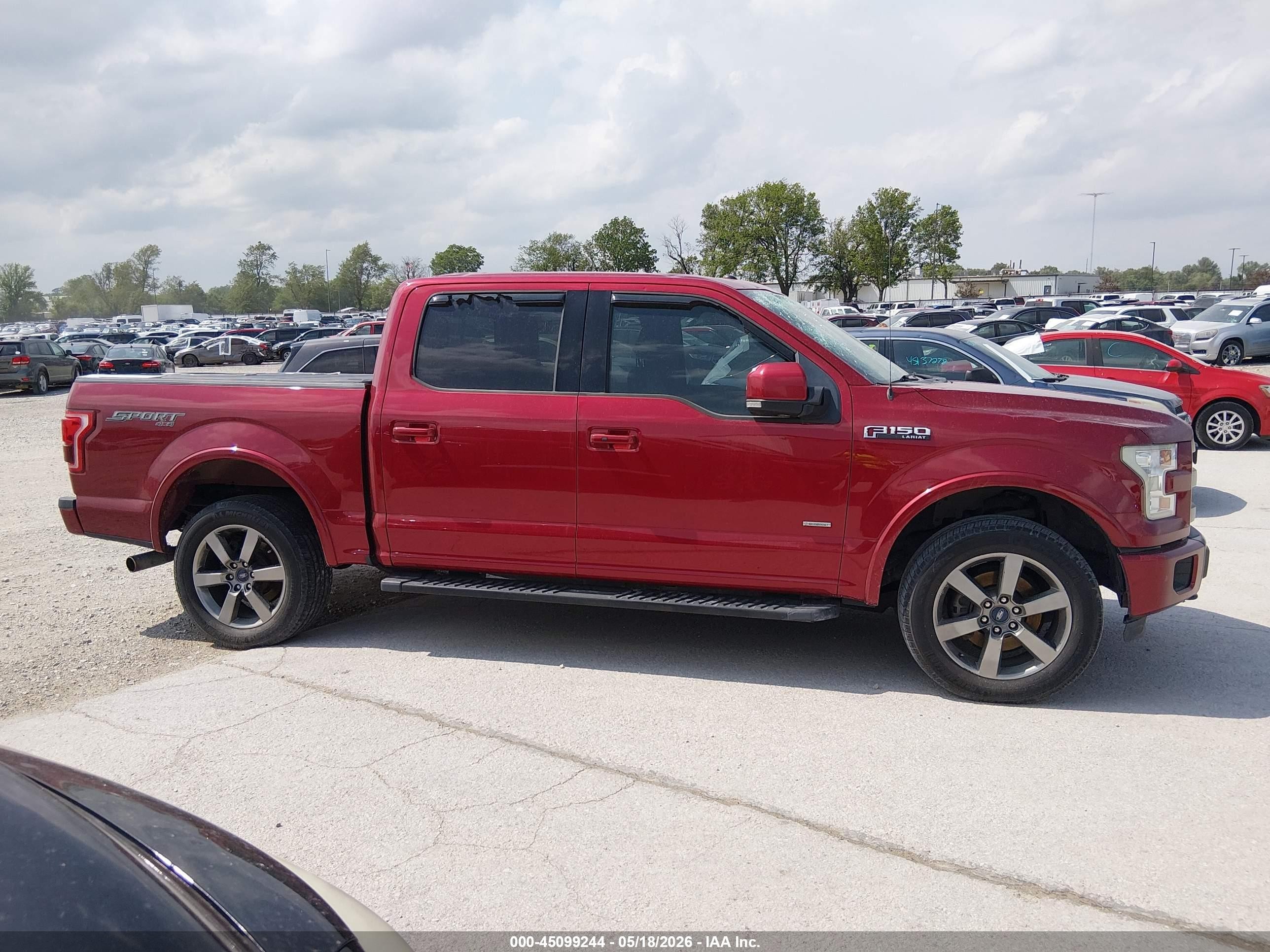 2015 Ford F-150 Lariat Red vin: 1FTEW1EG6FFB44349