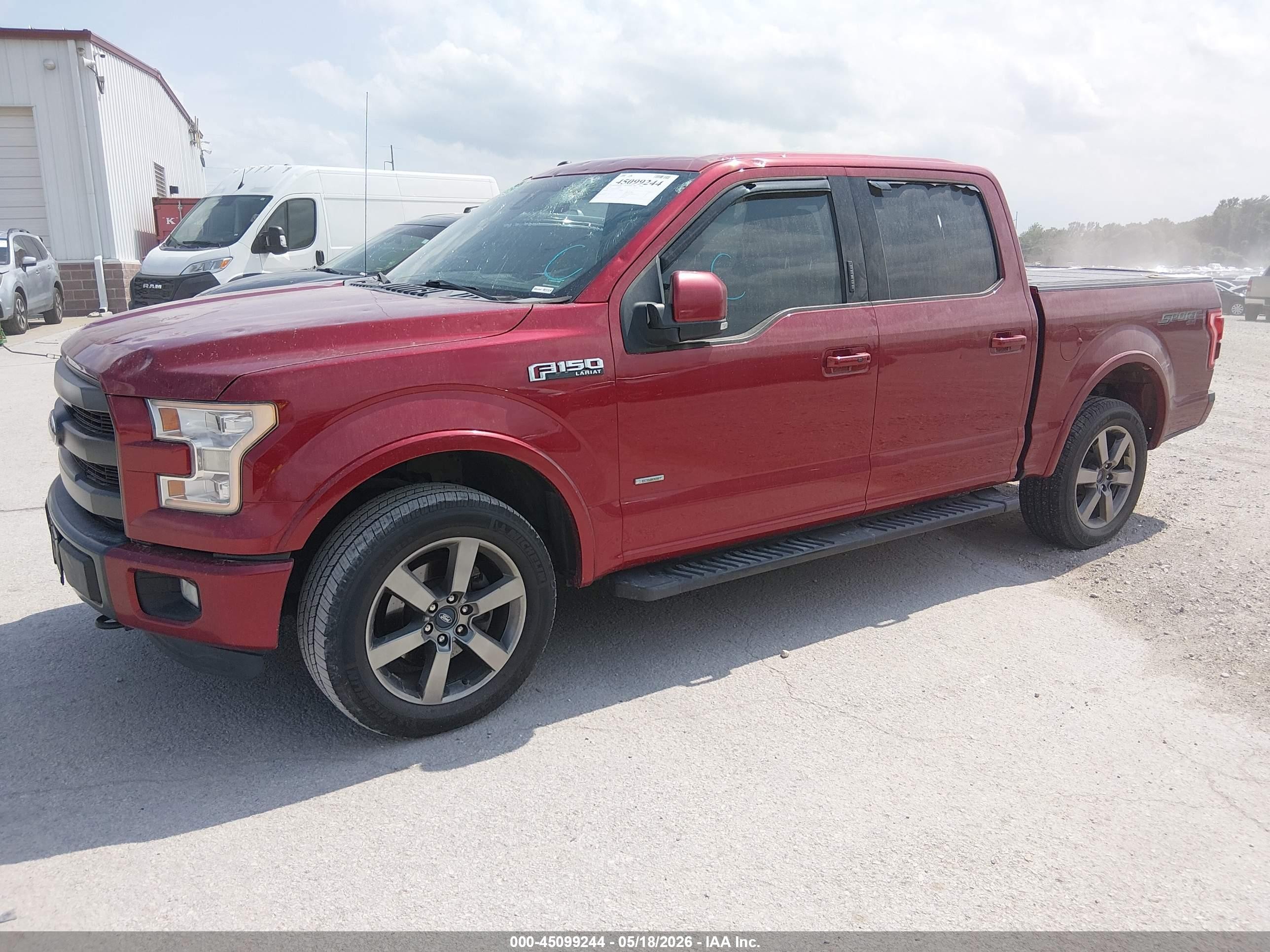 2015 Ford F-150 Lariat Red vin: 1FTEW1EG6FFB44349