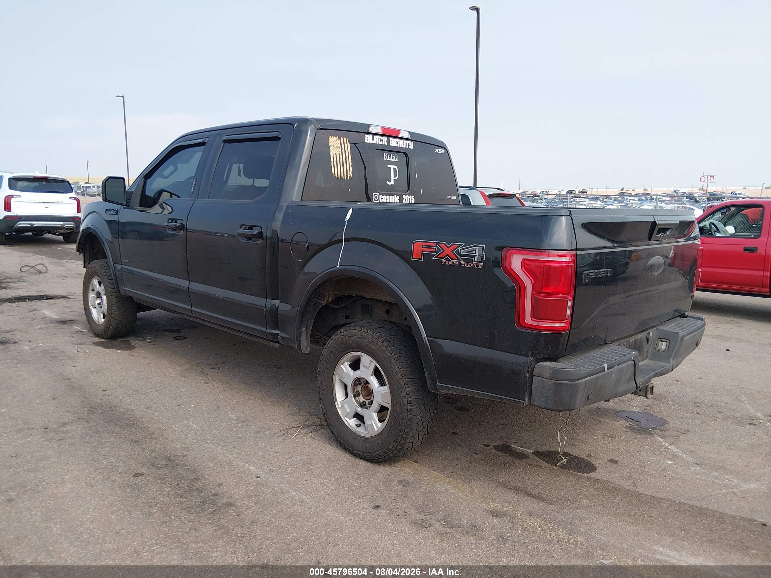 2015 Ford F-150 Lariat Black vin: 1FTEW1EG6FFB51835
