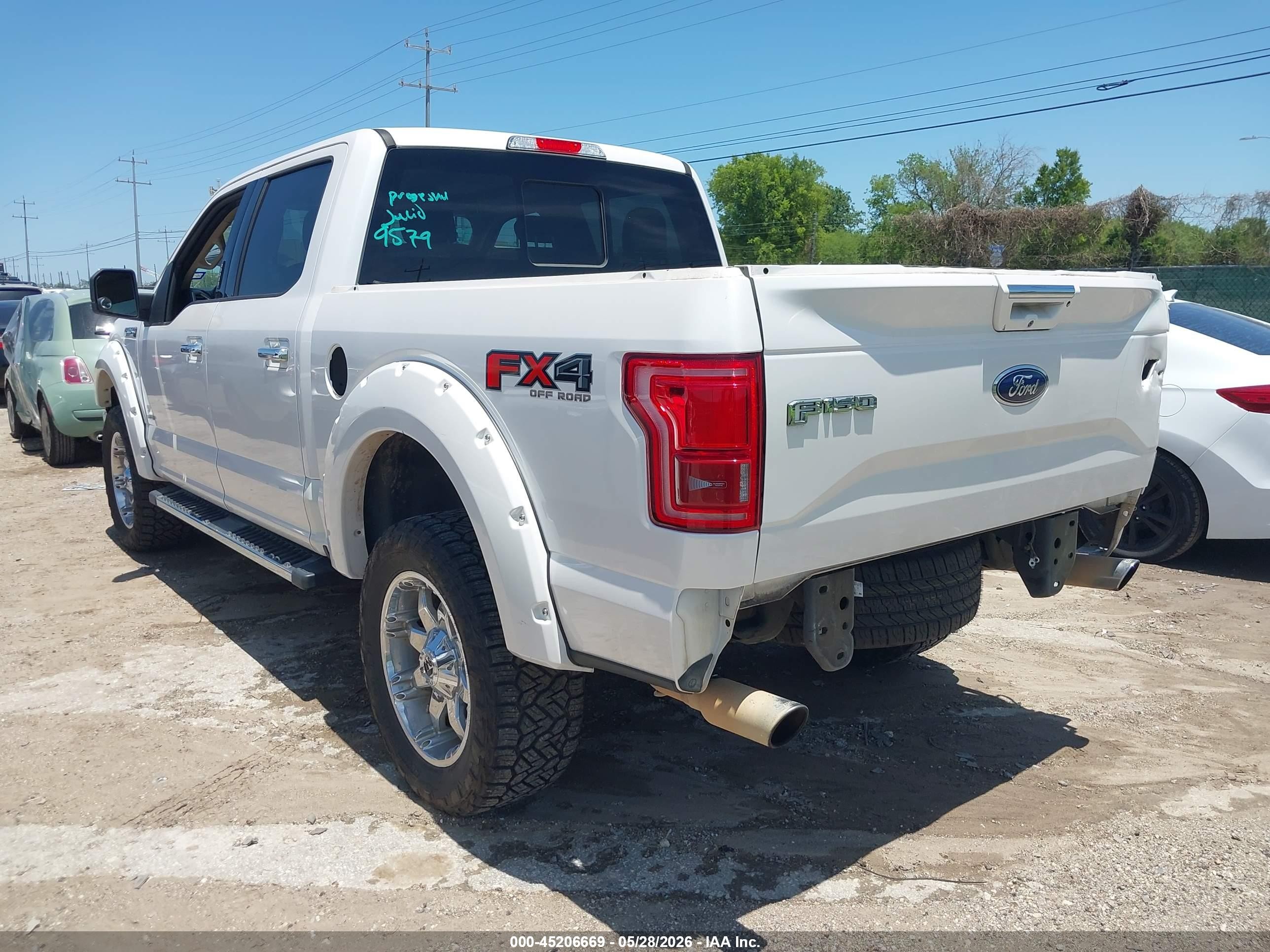 2015 Ford F-150 Lariat White vin: 1FTEW1EG6FKE83393