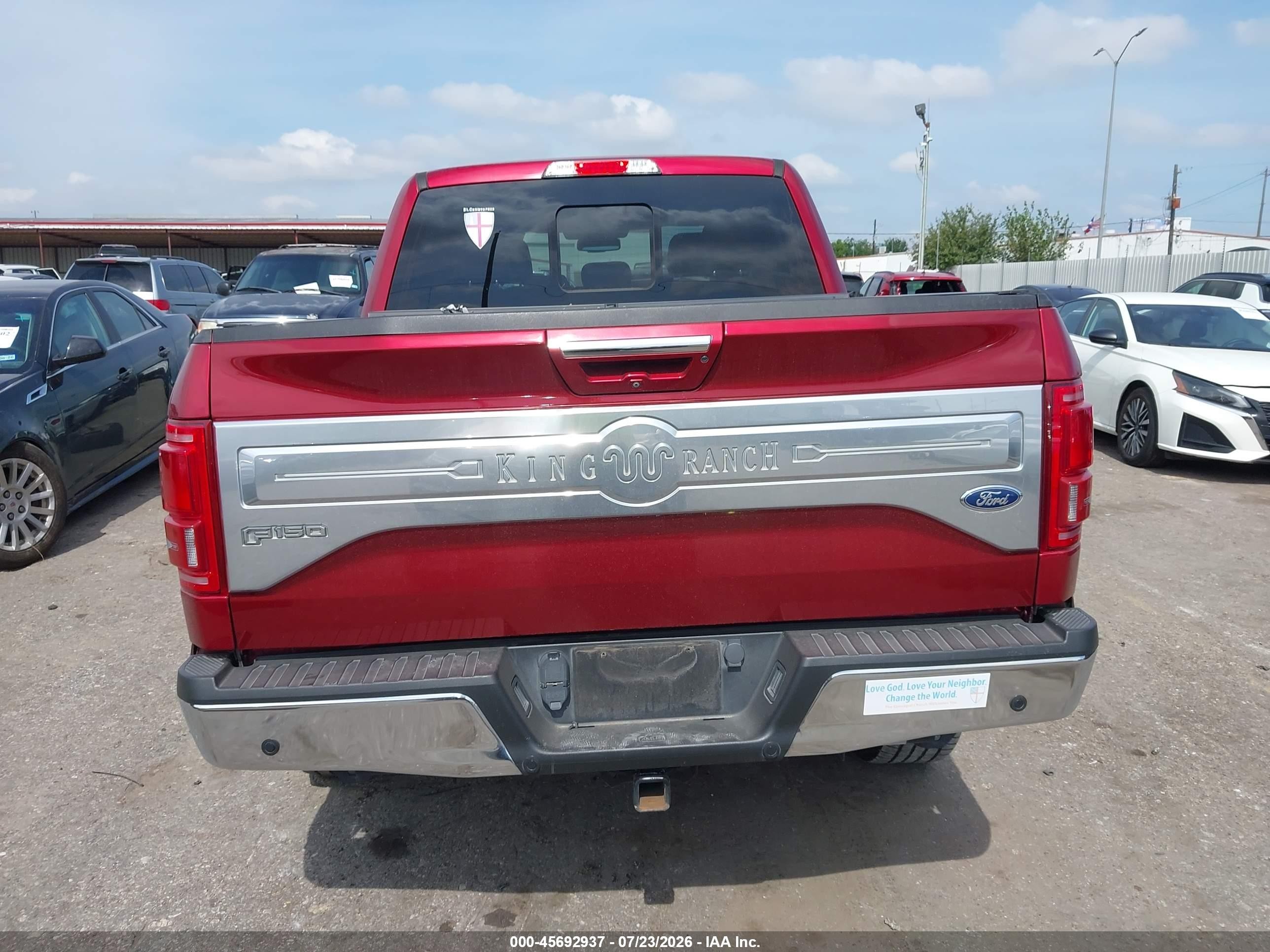 2015 Ford F-150 King Ranch Red vin: 1FTEW1EG7FFA53607