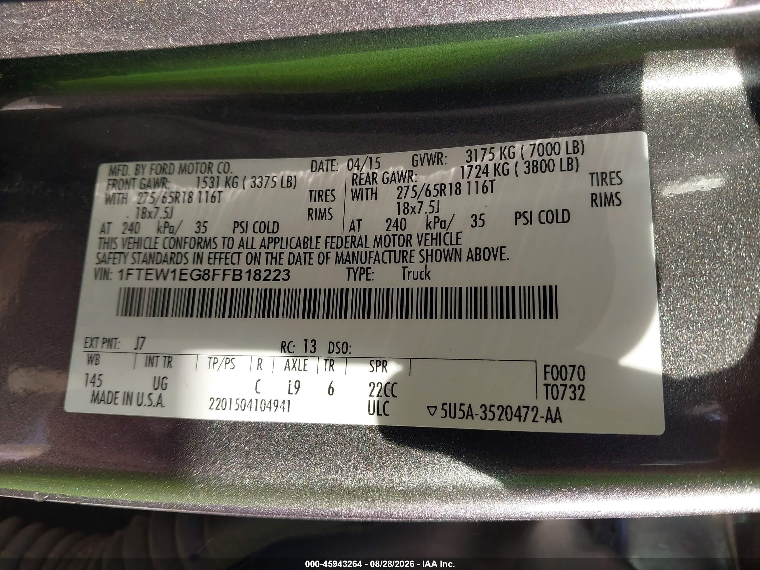 2015 Ford F150 Supercrew Gray vin: 1FTEW1EG8FFB18223
