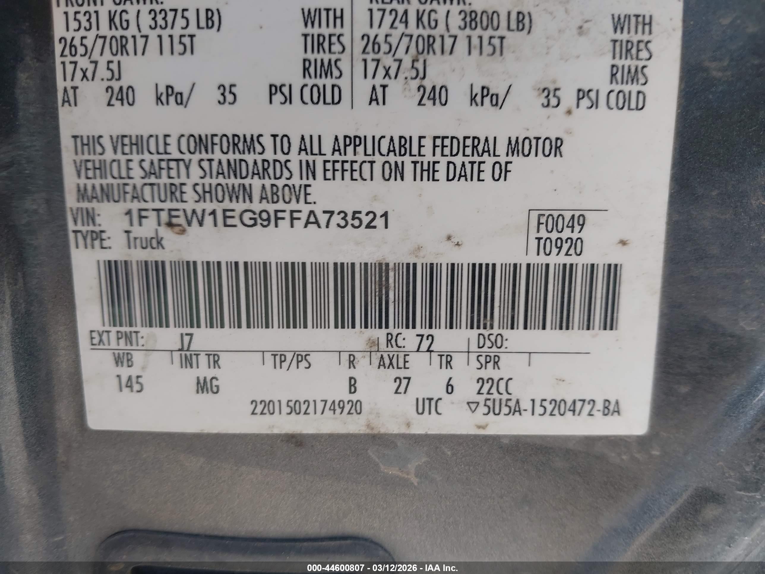 2015 Ford F-150 Xlt Gray vin: 1FTEW1EG9FFA73521
