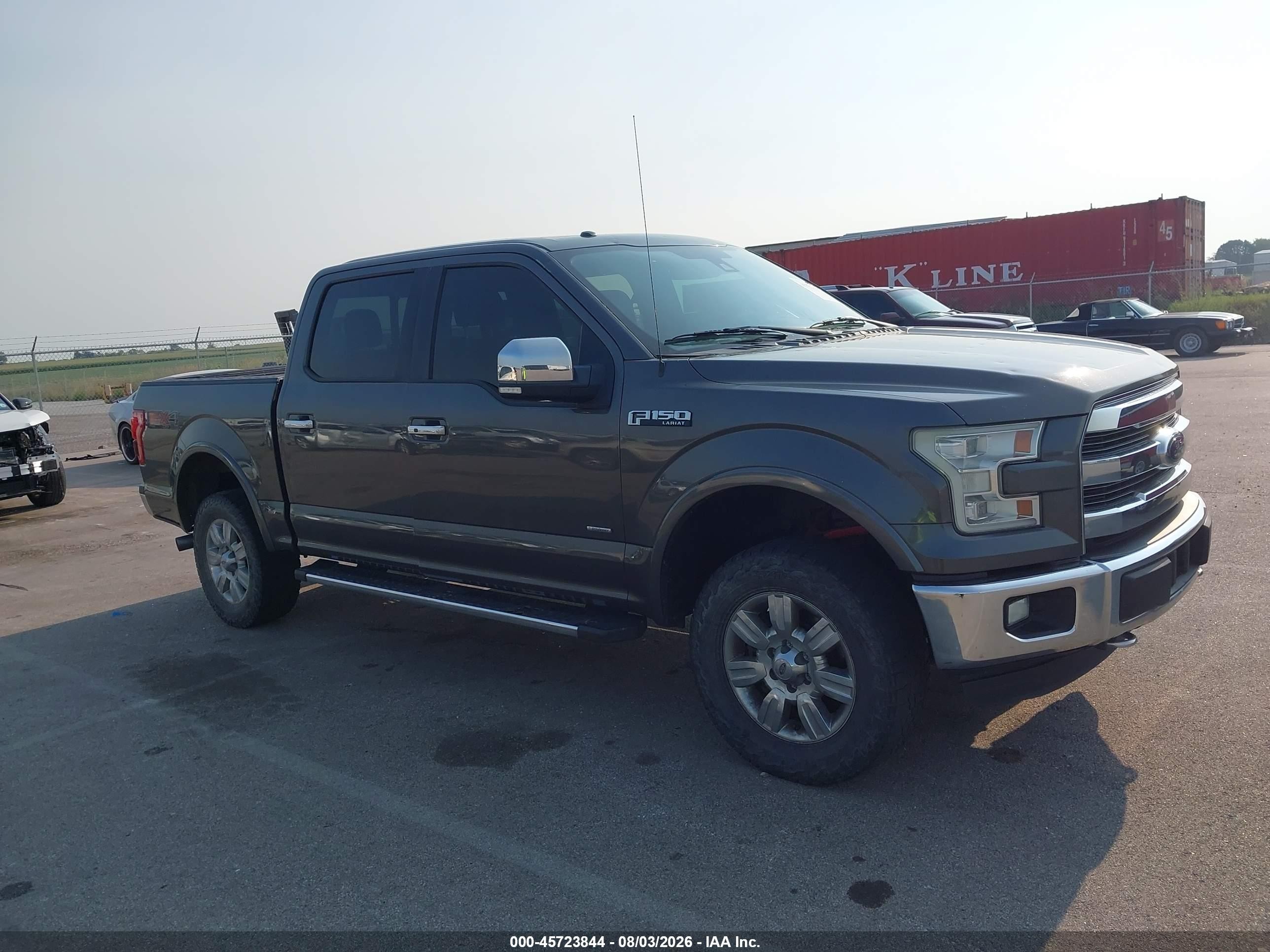 2015 Ford F-150 Lariat Gray vin: 1FTEW1EG9FKE48119
