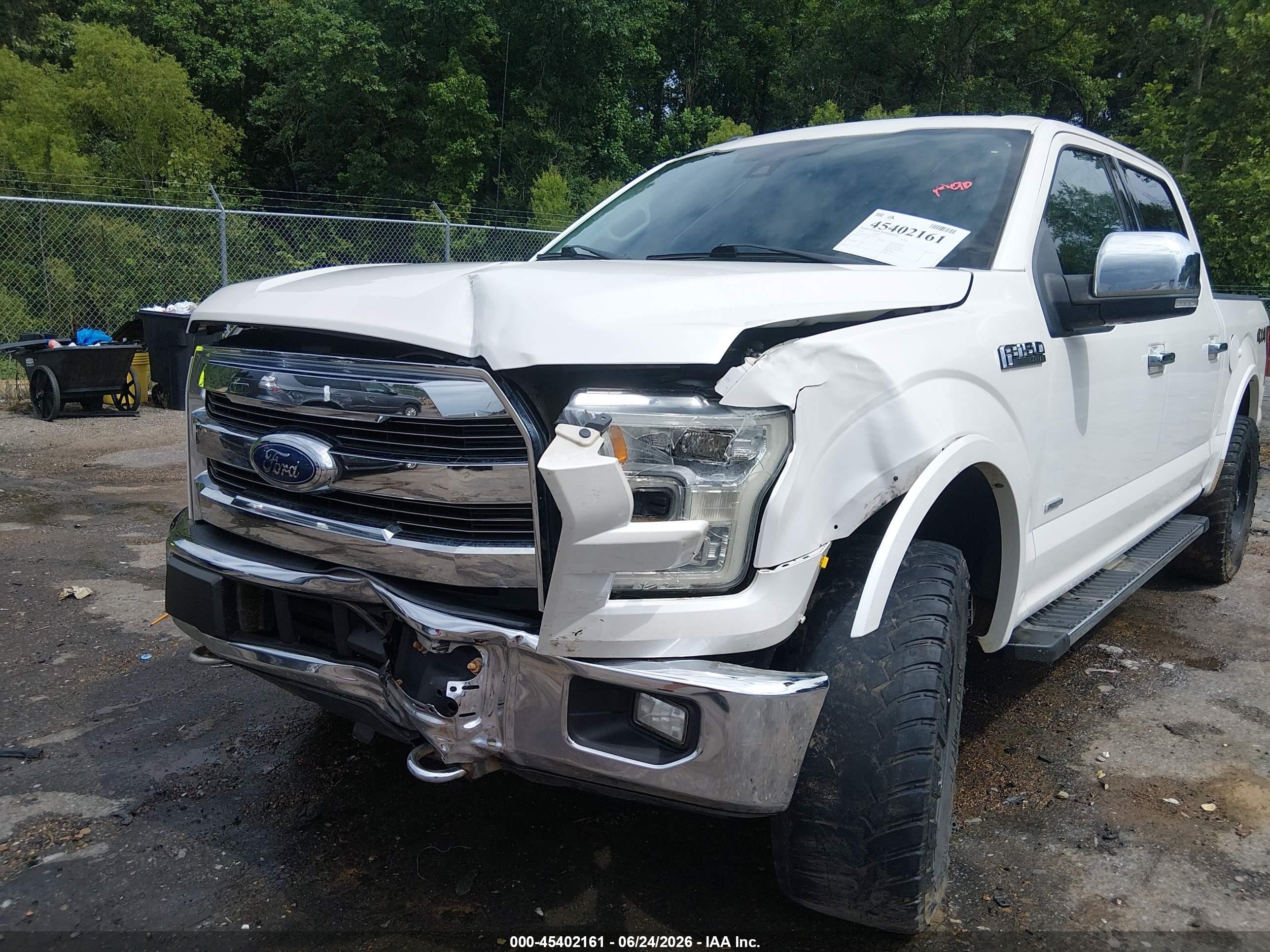 2015 Ford F-150 King Ranch/lariat/platinum/xl/xlt White vin: 1FTEW1EGXFFB47223