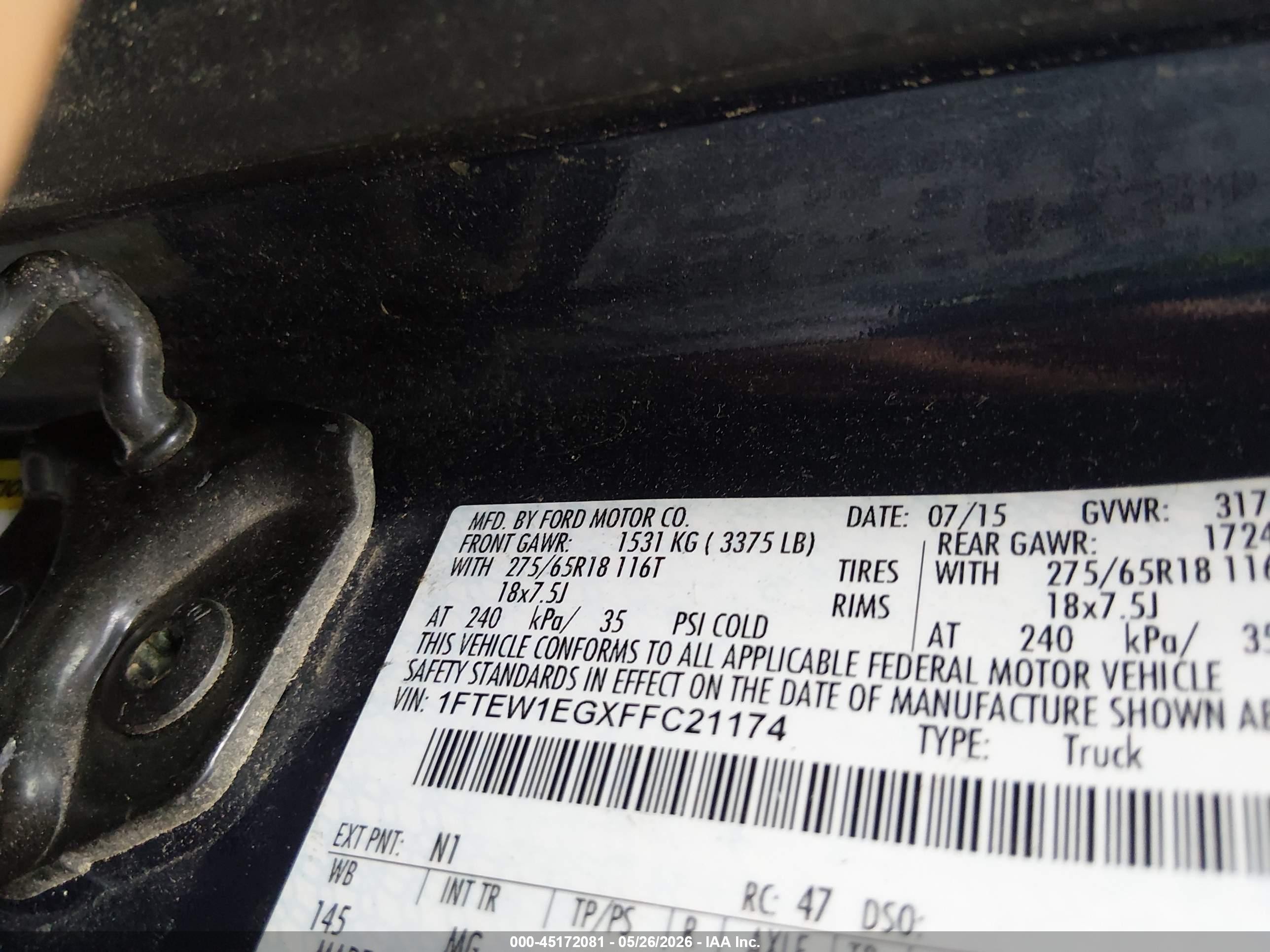 2015 Ford F-150 Xlt Blue vin: 1FTEW1EGXFFC21174