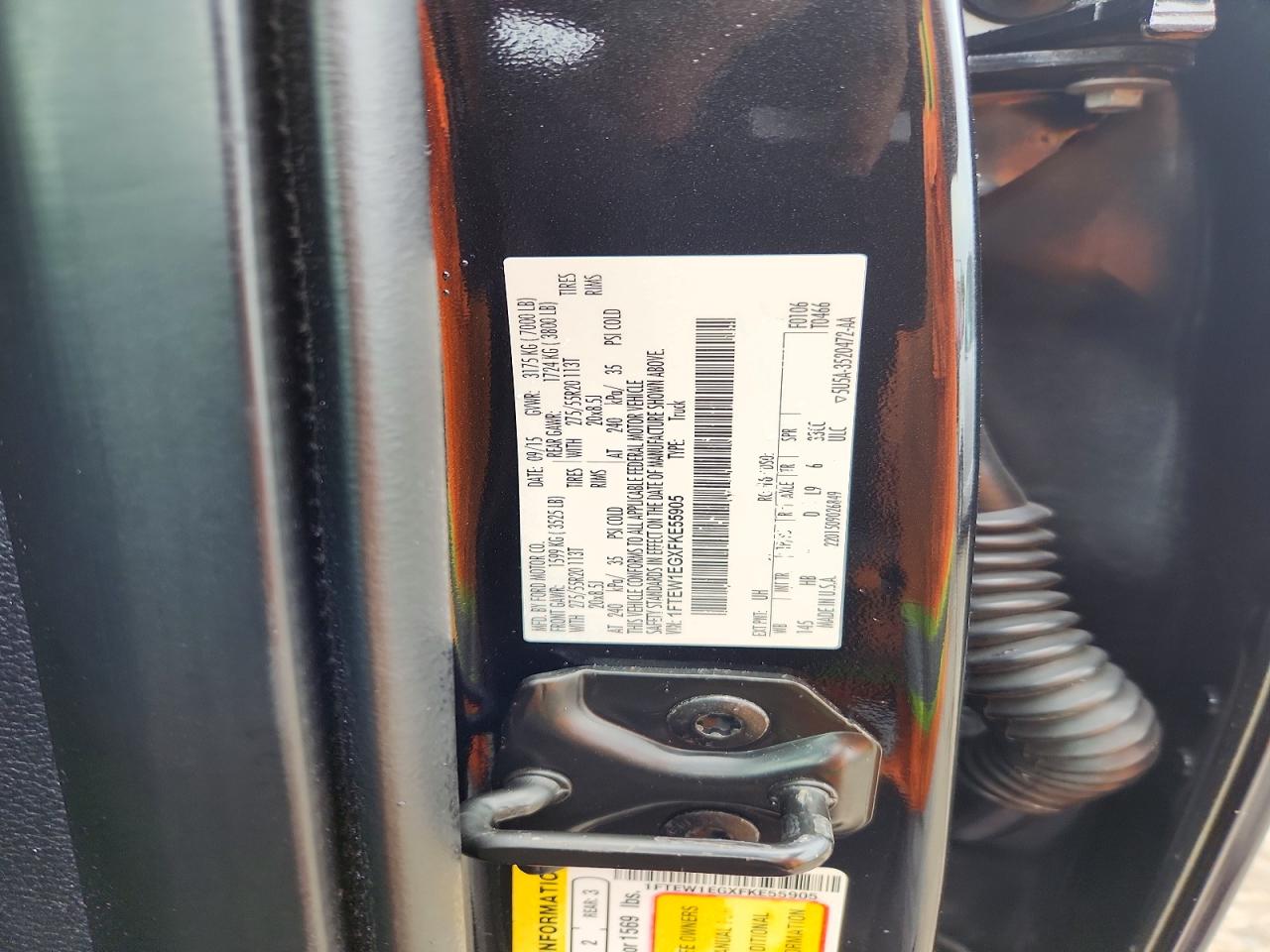 2015 Ford F150 Supercrew Black vin: 1FTEW1EGXFKE55905