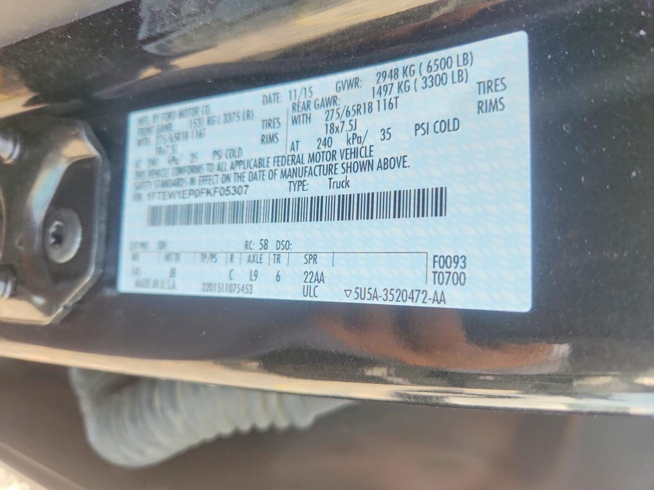 2015 Ford F150 Supercrew Угольный vin: 1FTEW1EP0FKF05307