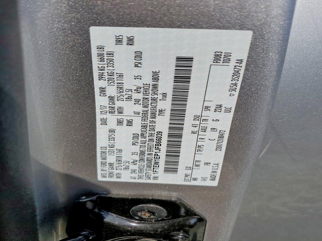 2018 Ford F150 Supercrew Silver vin: 1FTEW1EP1JFB66039