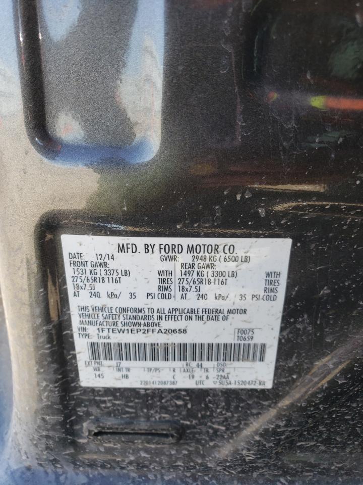 2015 Ford F150 Supercrew Gray vin: 1FTEW1EP2FFA20658