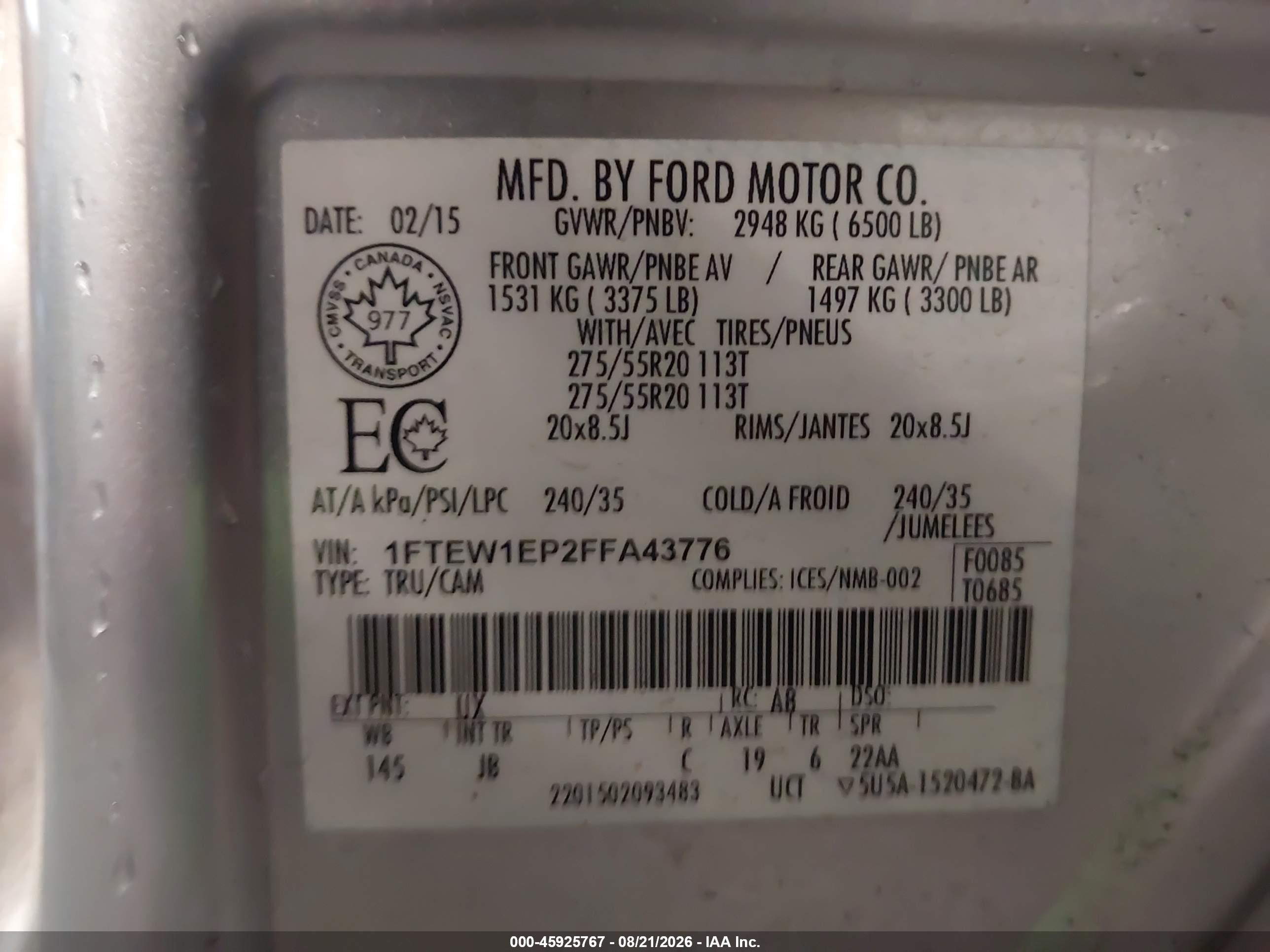 2015 Ford F-150 Xlt Silver vin: 1FTEW1EP2FFA43776