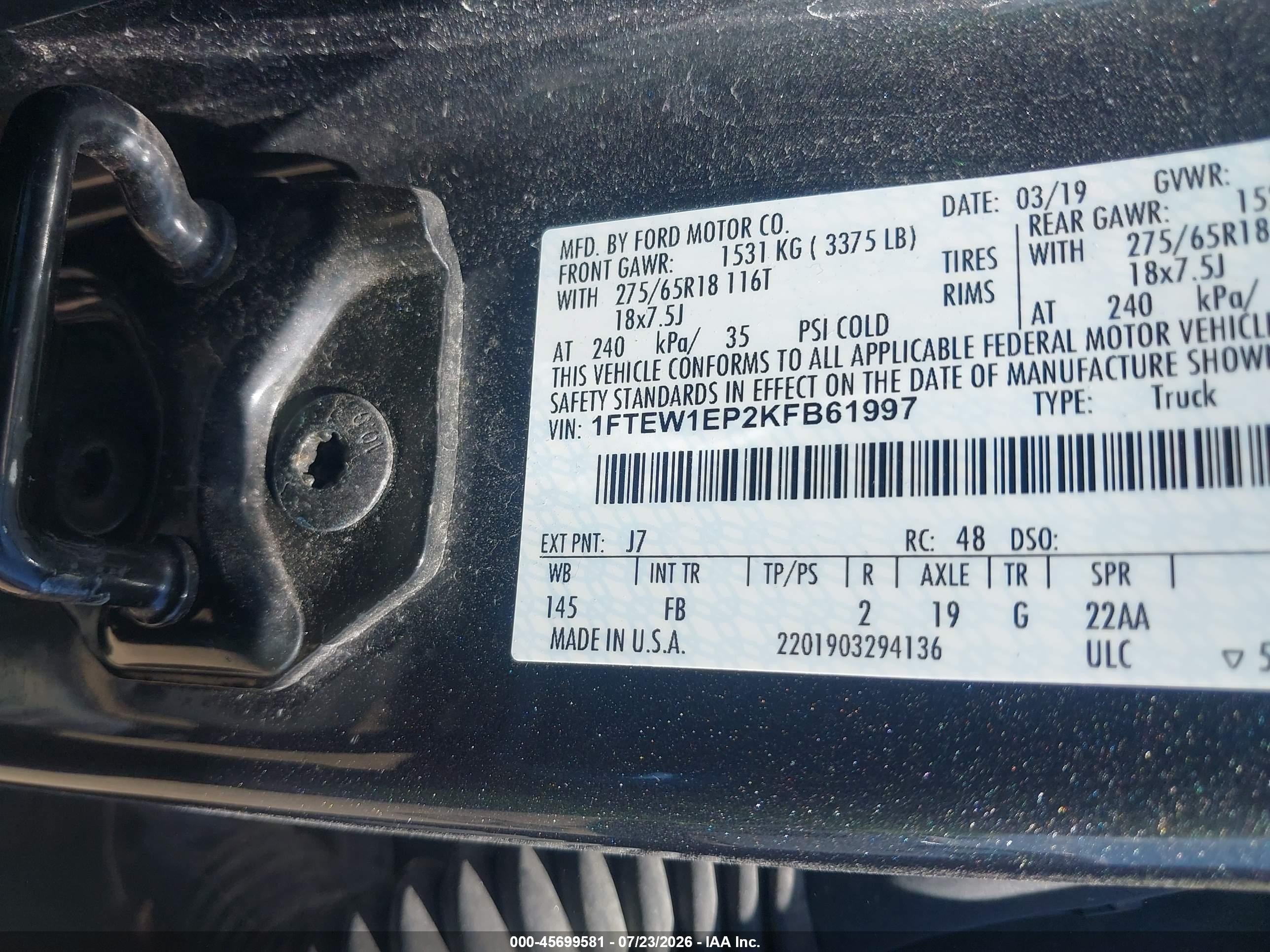 2019 Ford F-150 Xlt Gray vin: 1FTEW1EP2KFB61997
