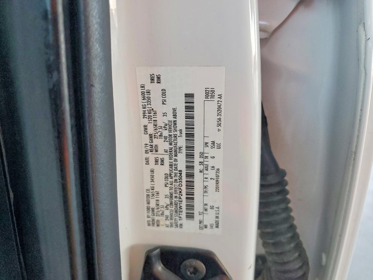 2019 Ford F150 Supercrew White vin: 1FTEW1EP2KFD35048