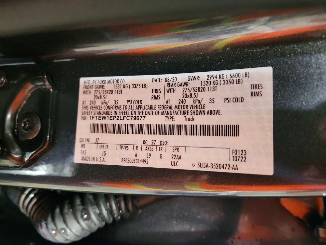 2020 Ford F150 Supercrew Gray vin: 1FTEW1EP2LFC79677
