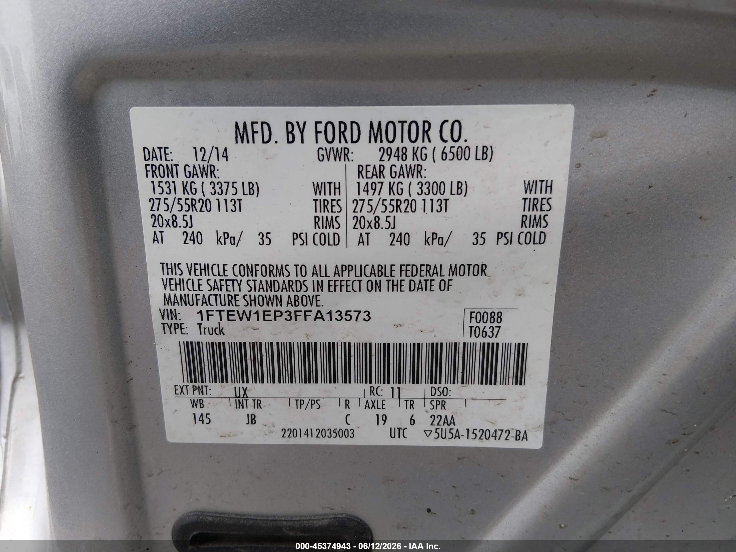 2015 Ford F-150 Xlt Silver vin: 1FTEW1EP3FFA13573