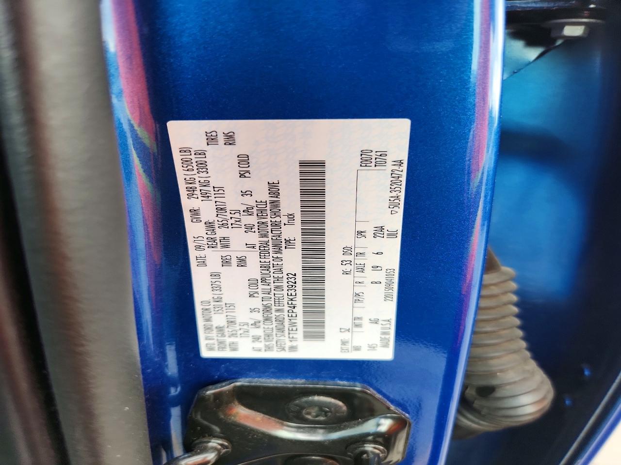 2015 Ford F150 Supercrew Blue vin: 1FTEW1EP4FKE39232