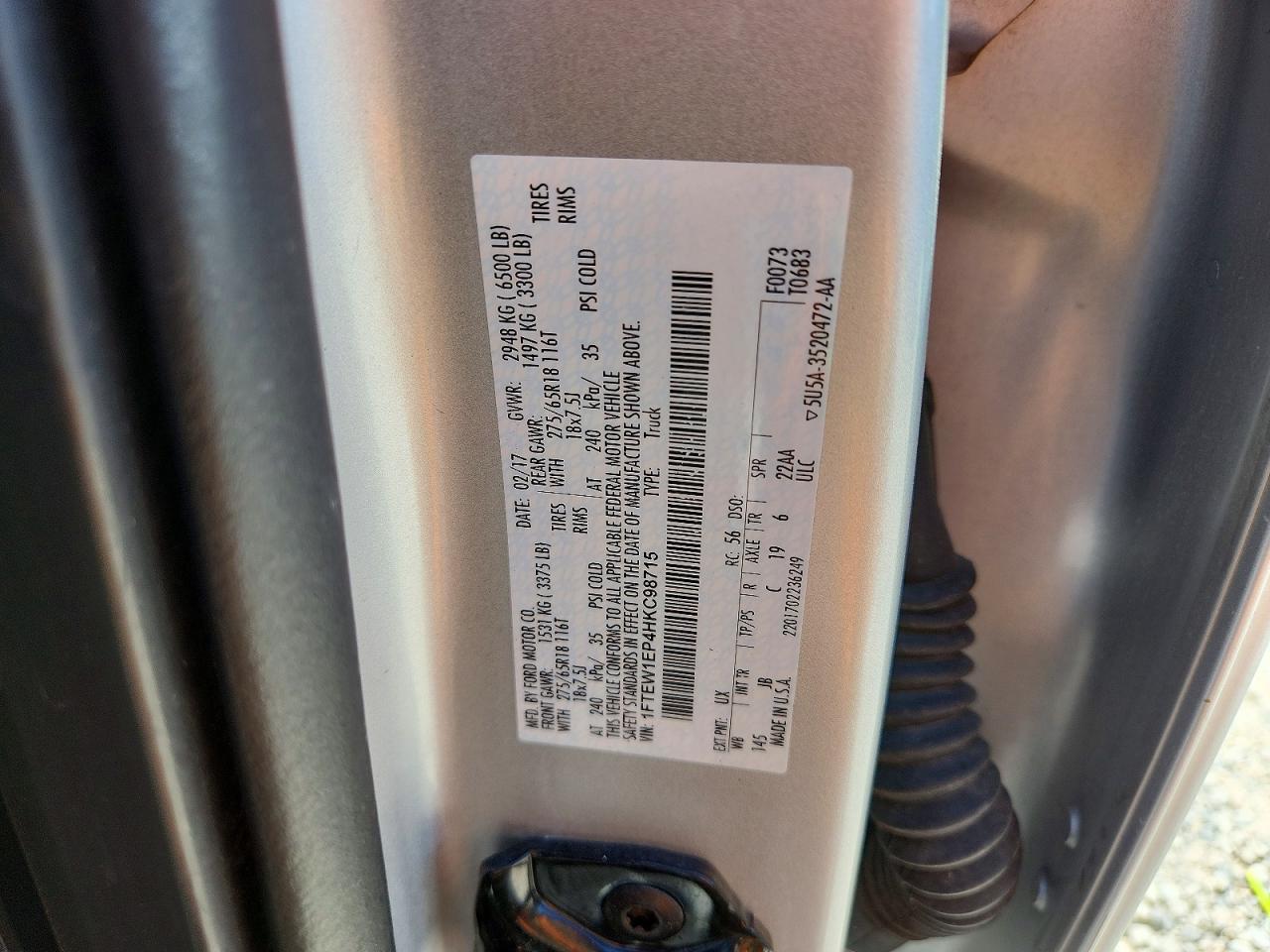 2017 Ford F150 Supercrew Silver vin: 1FTEW1EP4HKC98715