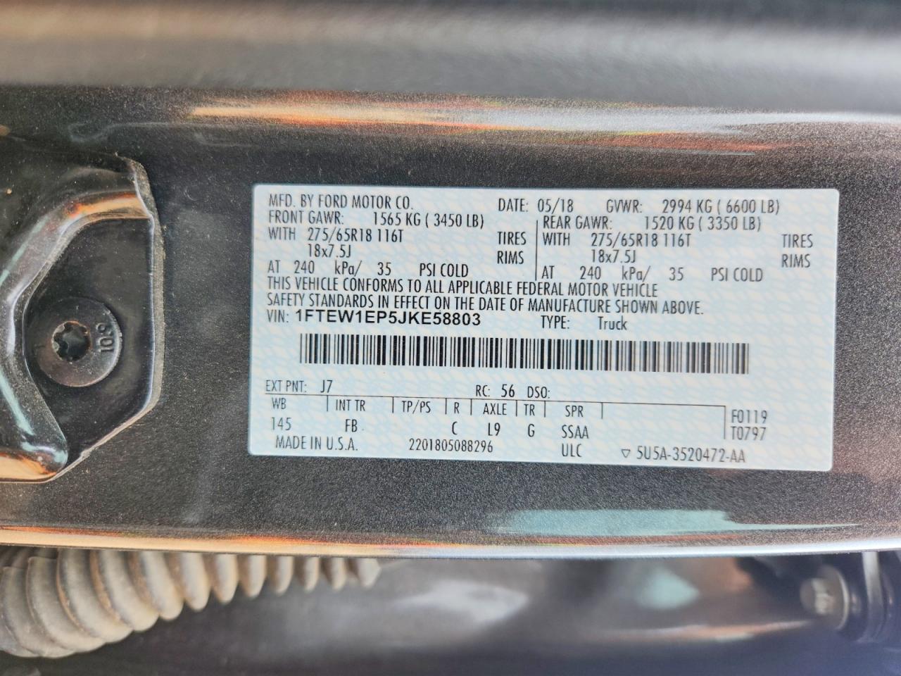2018 Ford F150 Supercrew Gray vin: 1FTEW1EP5JKE58803