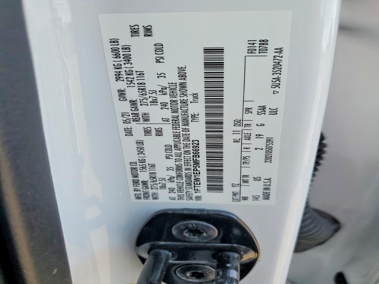 2021 Ford F150 Supercrew White vin: 1FTEW1EP5MFB66923