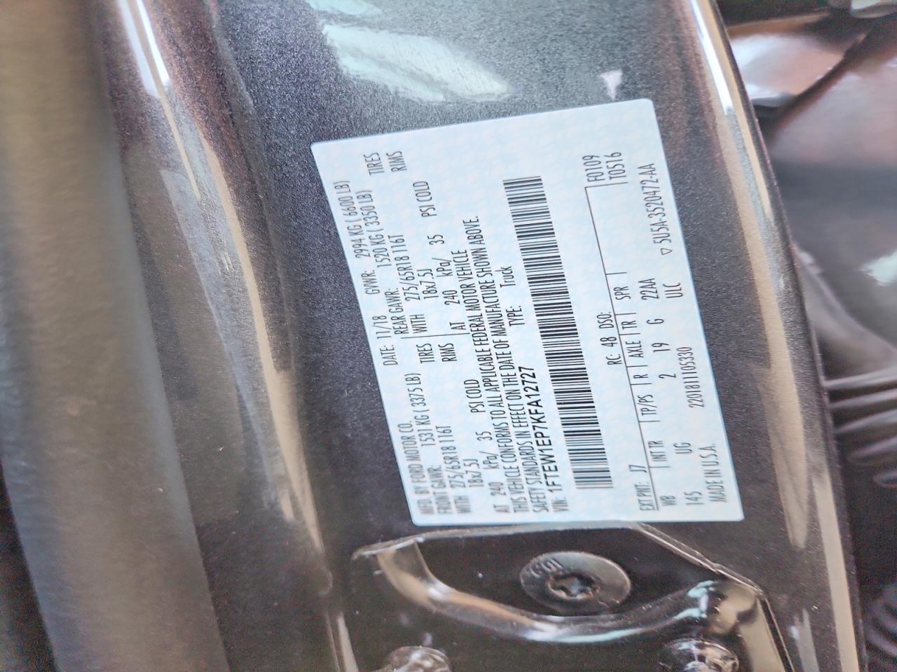 2019 Ford F150 Supercrew Gray vin: 1FTEW1EP7KFA12727
