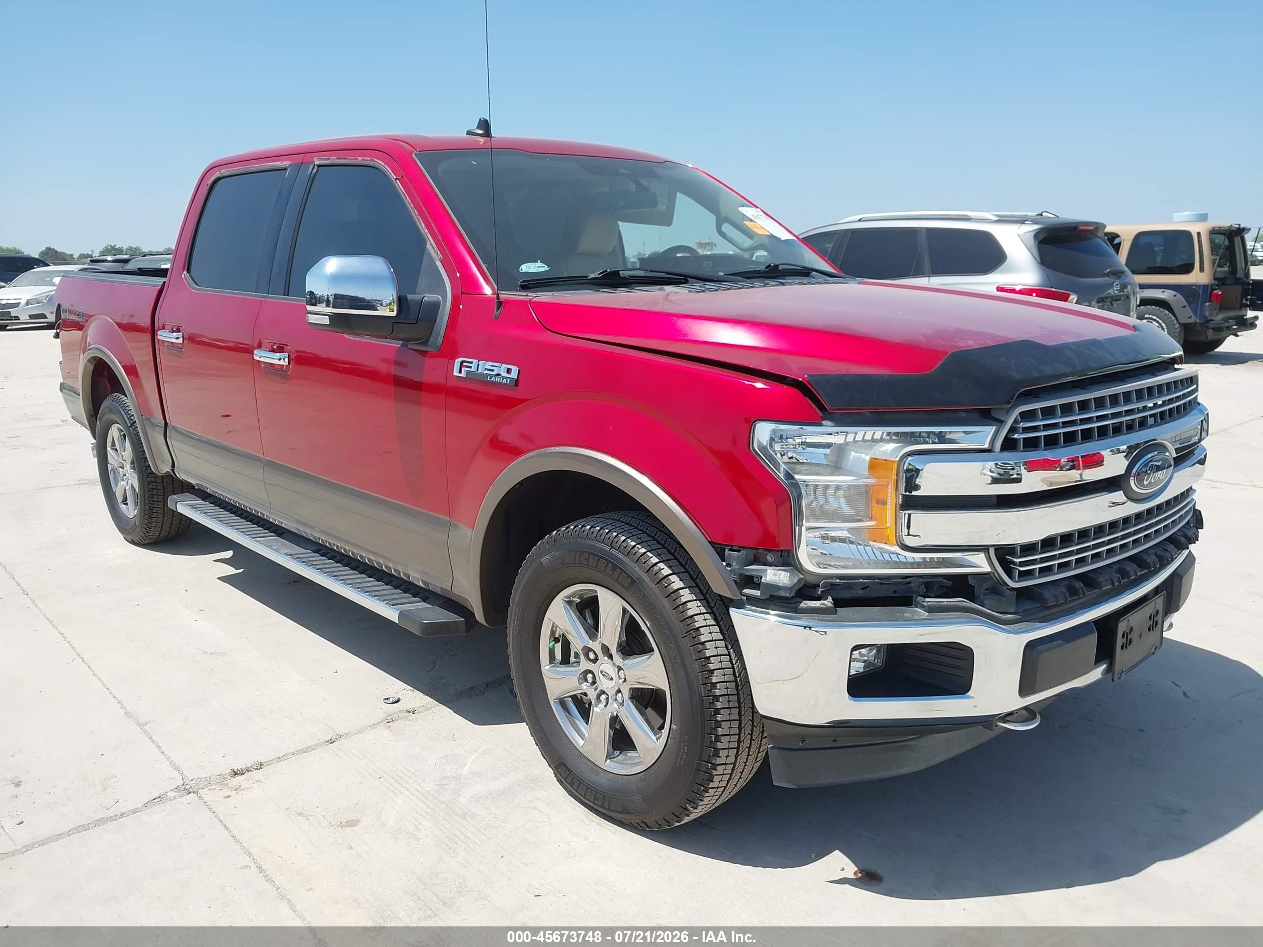 2020 Ford F-150 Lariat Red vin: 1FTEW1EP7LKF15604