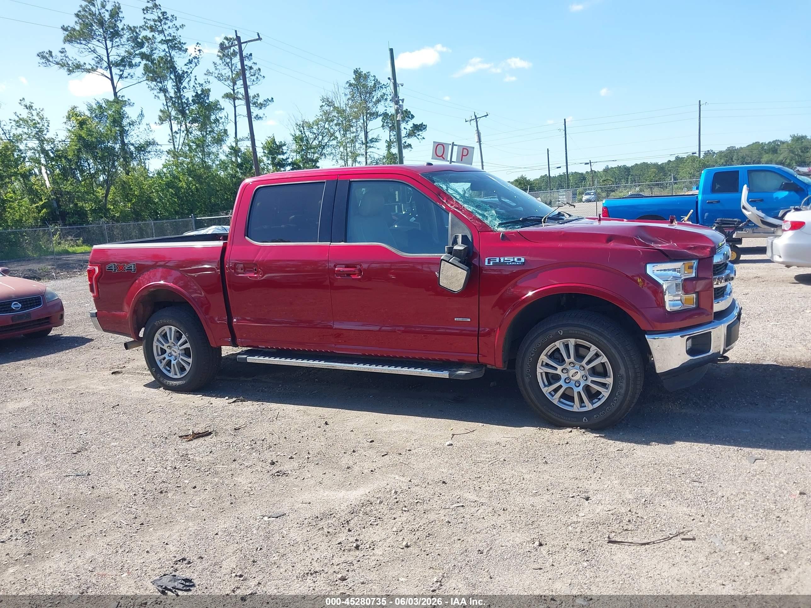2015 Ford F-150 Lariat Красный vin: 1FTEW1EPXFFC27119