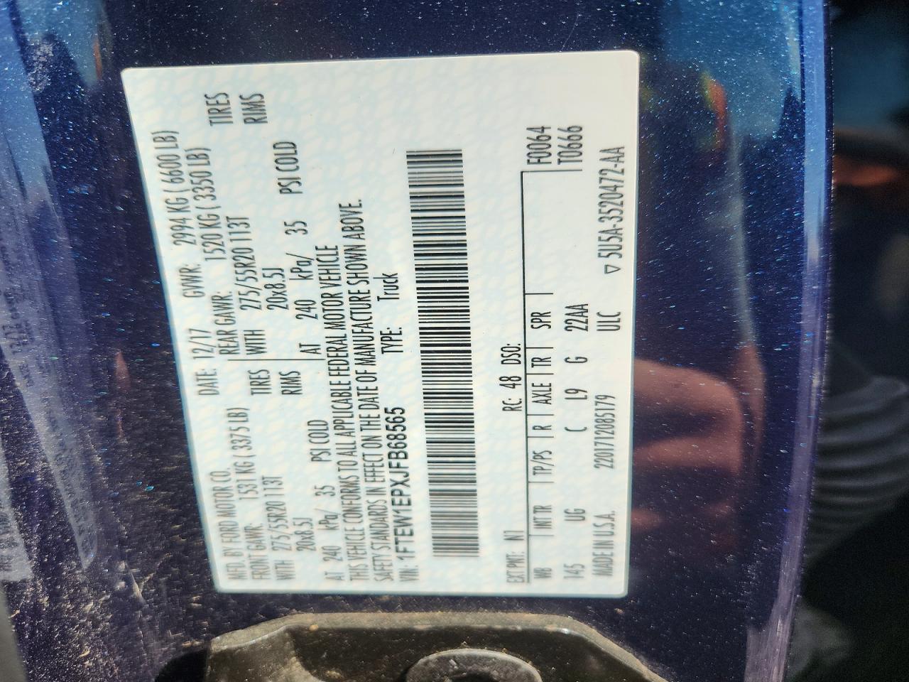 2018 Ford F150 Supercrew Blue vin: 1FTEW1EPXJFB68565