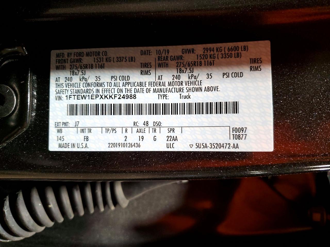 2019 Ford F150 Supercrew Gray vin: 1FTEW1EPXKKF24988
