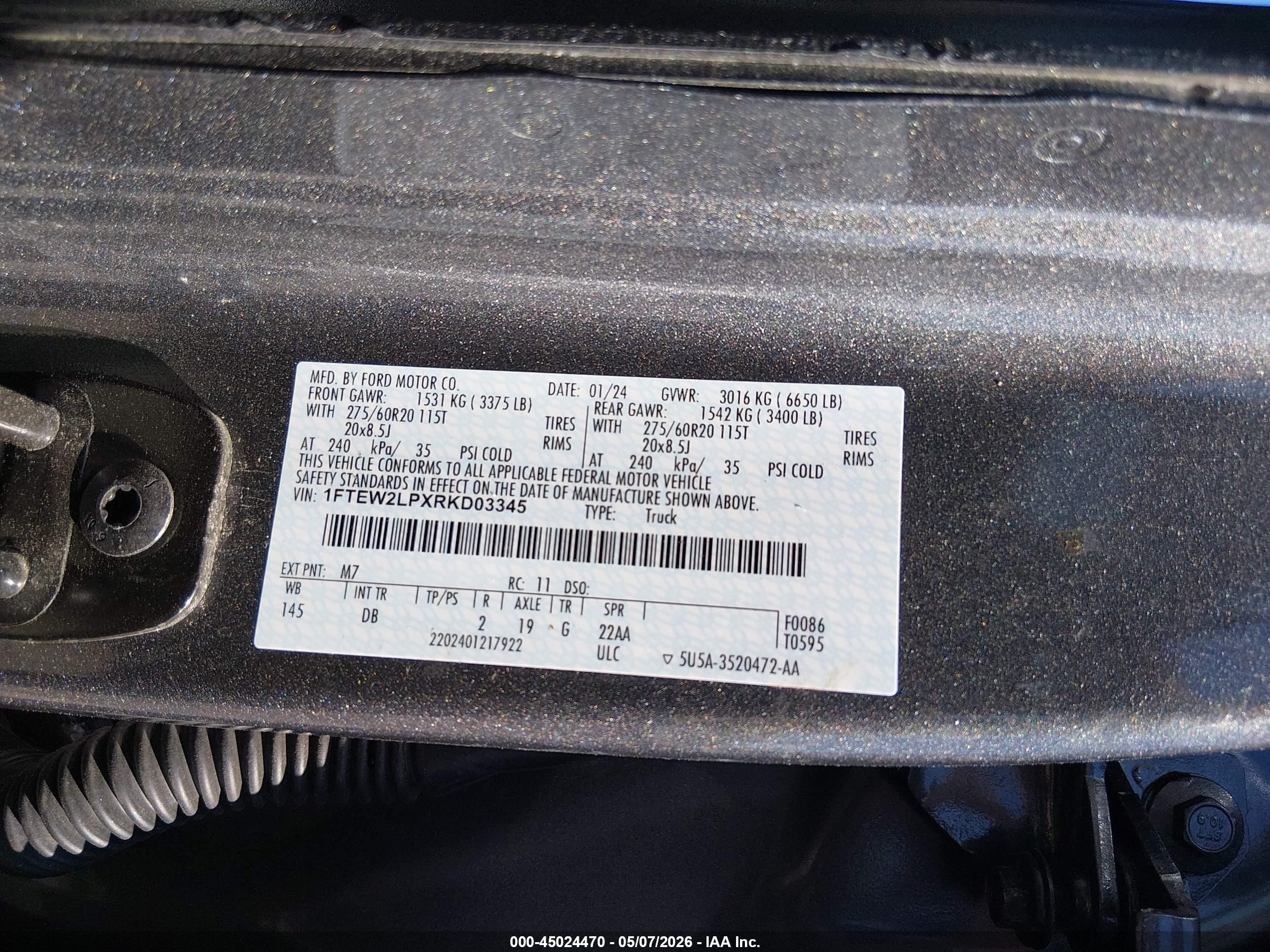 2024 Ford F-150 Stx Серый vin: 1FTEW2LPXRKD03345