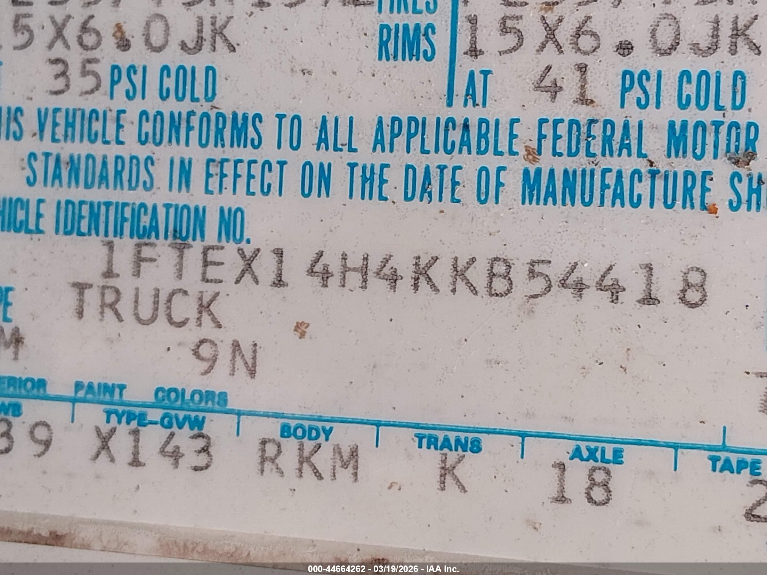 1989 Ford F150   White vin: 1FTEX14H4KKB54418