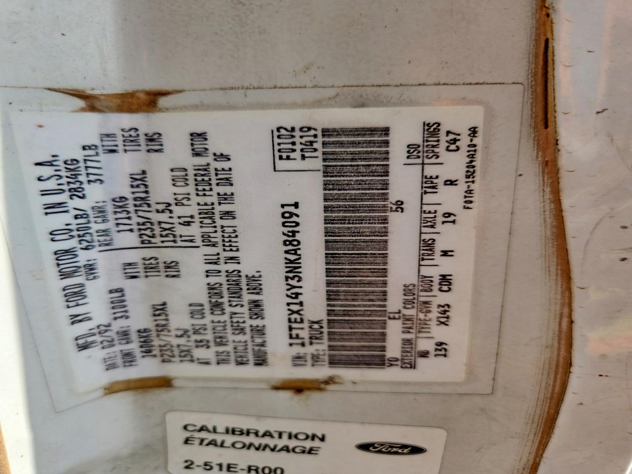 1992 Ford F150 Белый vin: 1FTEX14Y3NKA84091