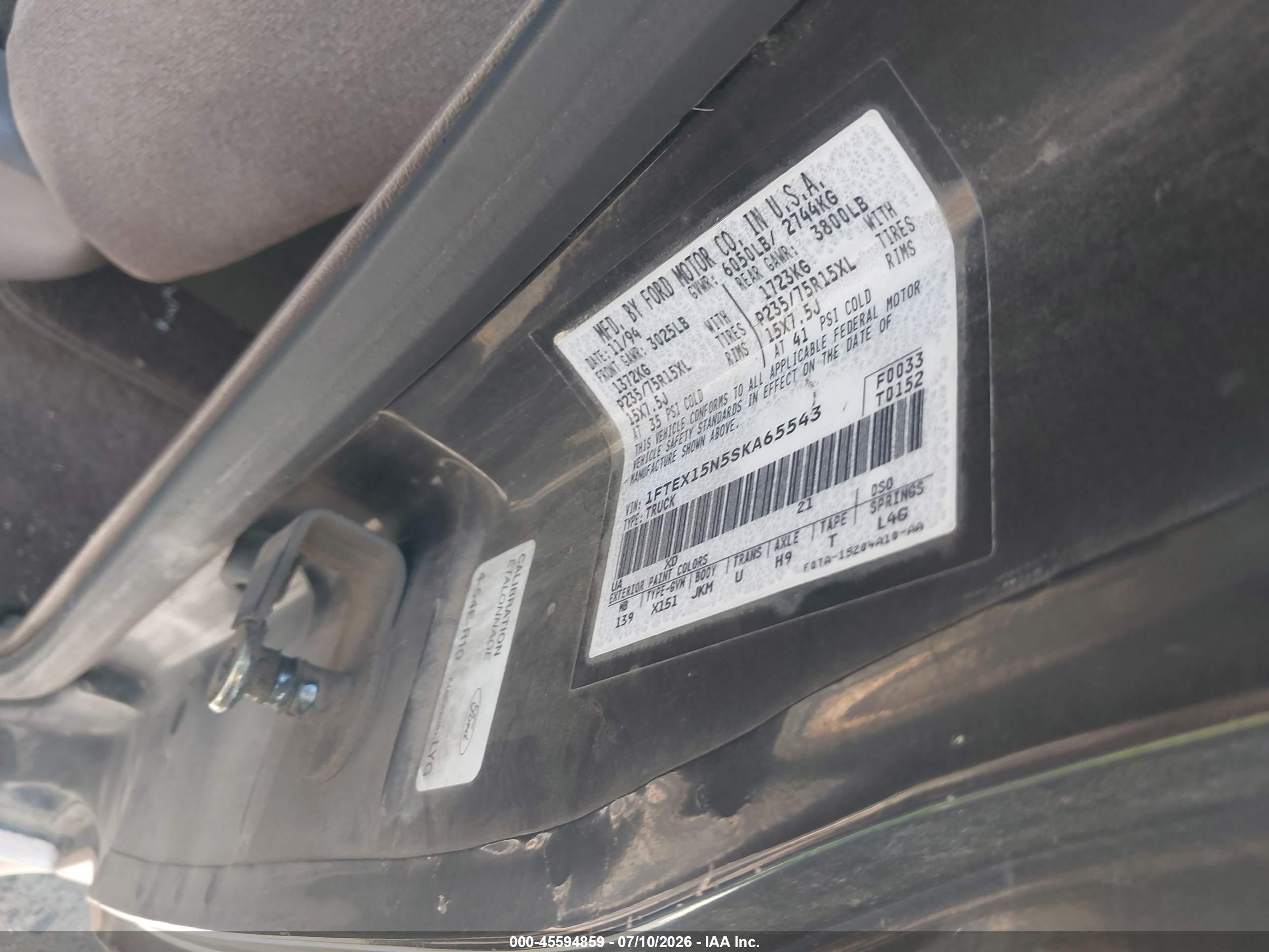 1995 Ford F150   Black vin: 1FTEX15N5SKA65543