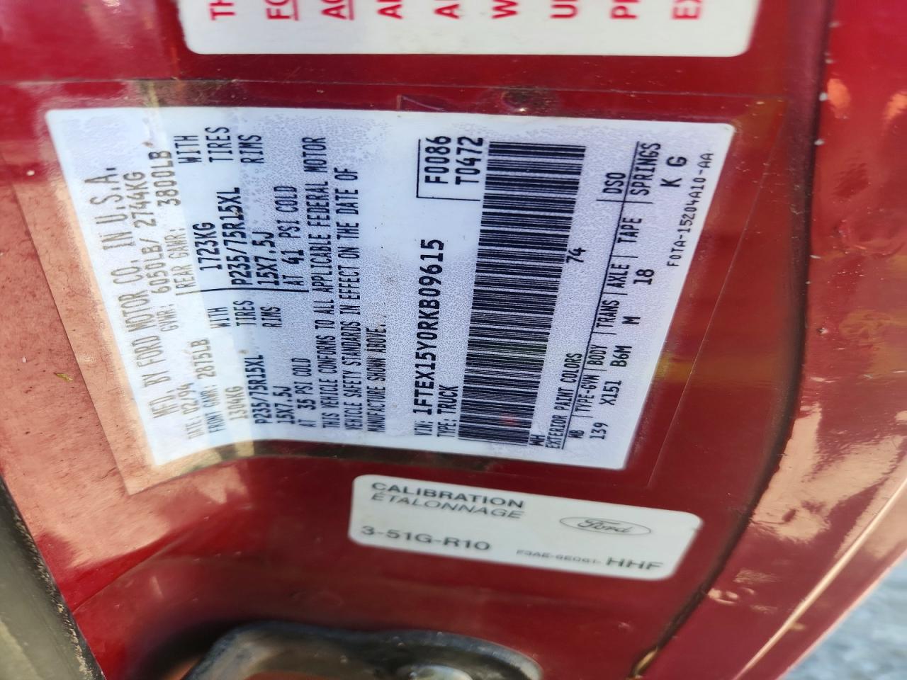 1994 Ford F150 Red vin: 1FTEX15Y0RKB09615