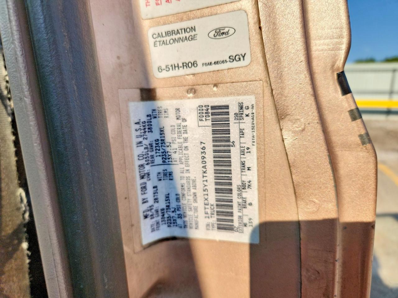1996 Ford F150 Tan vin: 1FTEX15Y1TKA09367